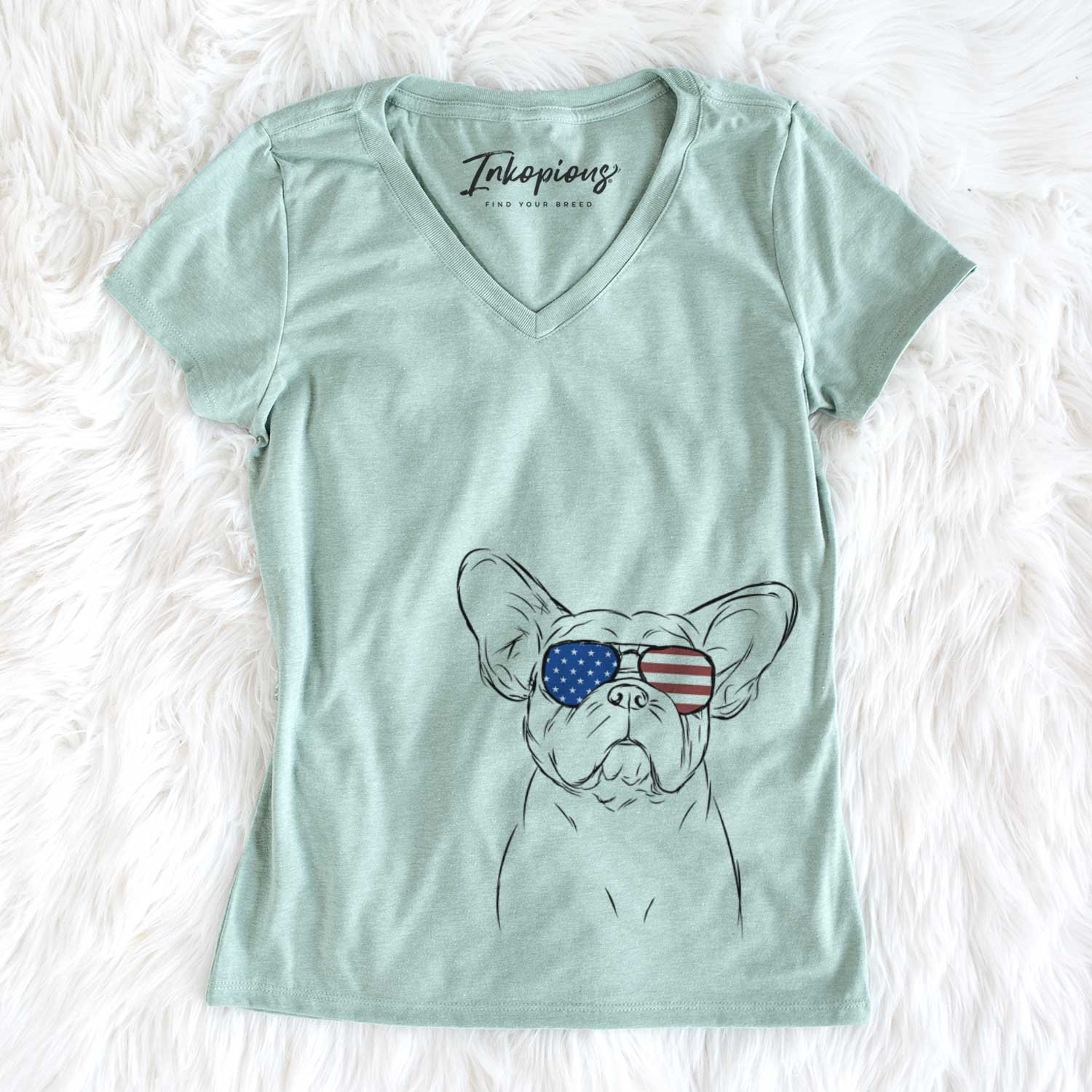 USA Pierre the French Bulldog - Women's Perfect V-neck Shirt