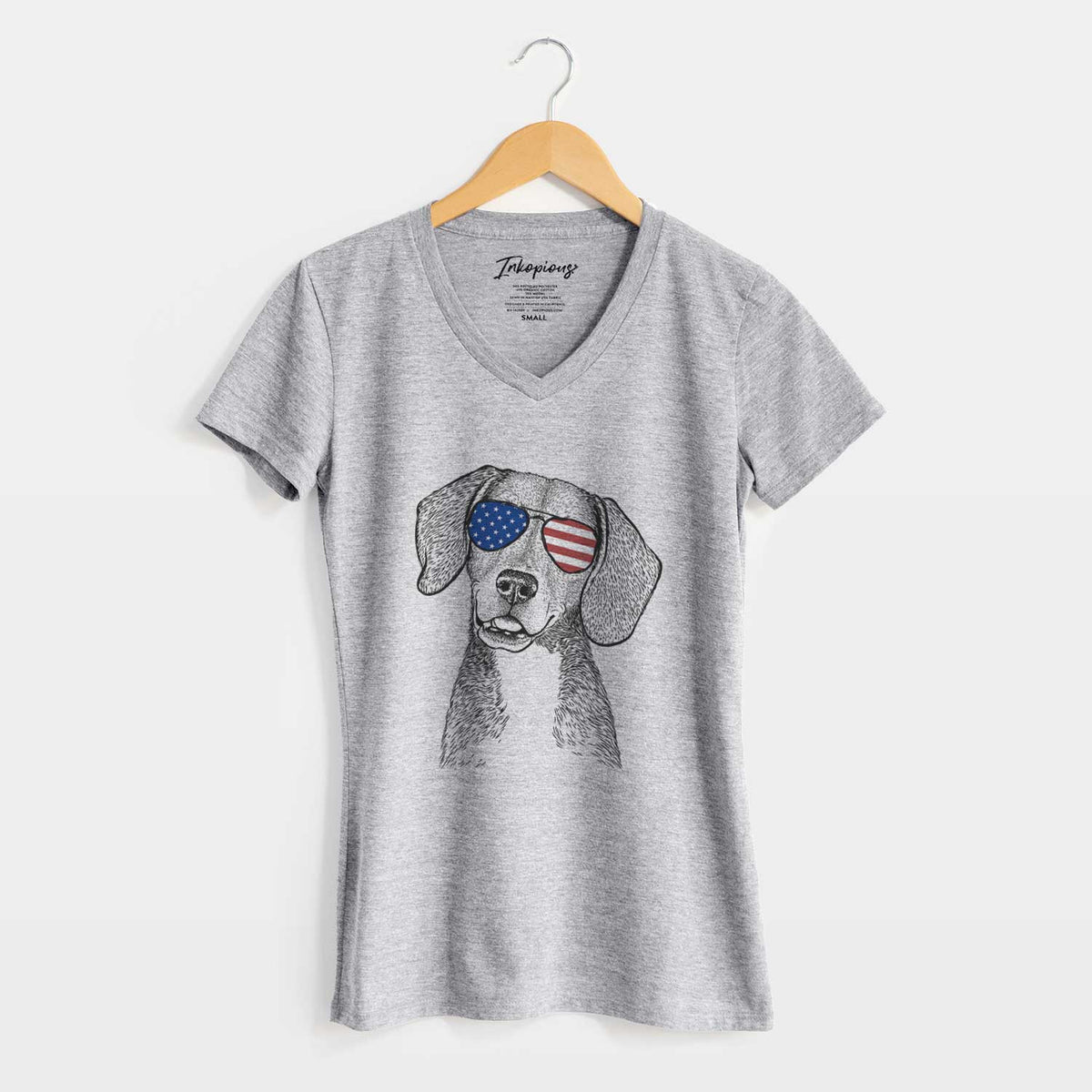 USA Piggy the Beagle Mix - Women&#39;s Perfect V-neck Shirt