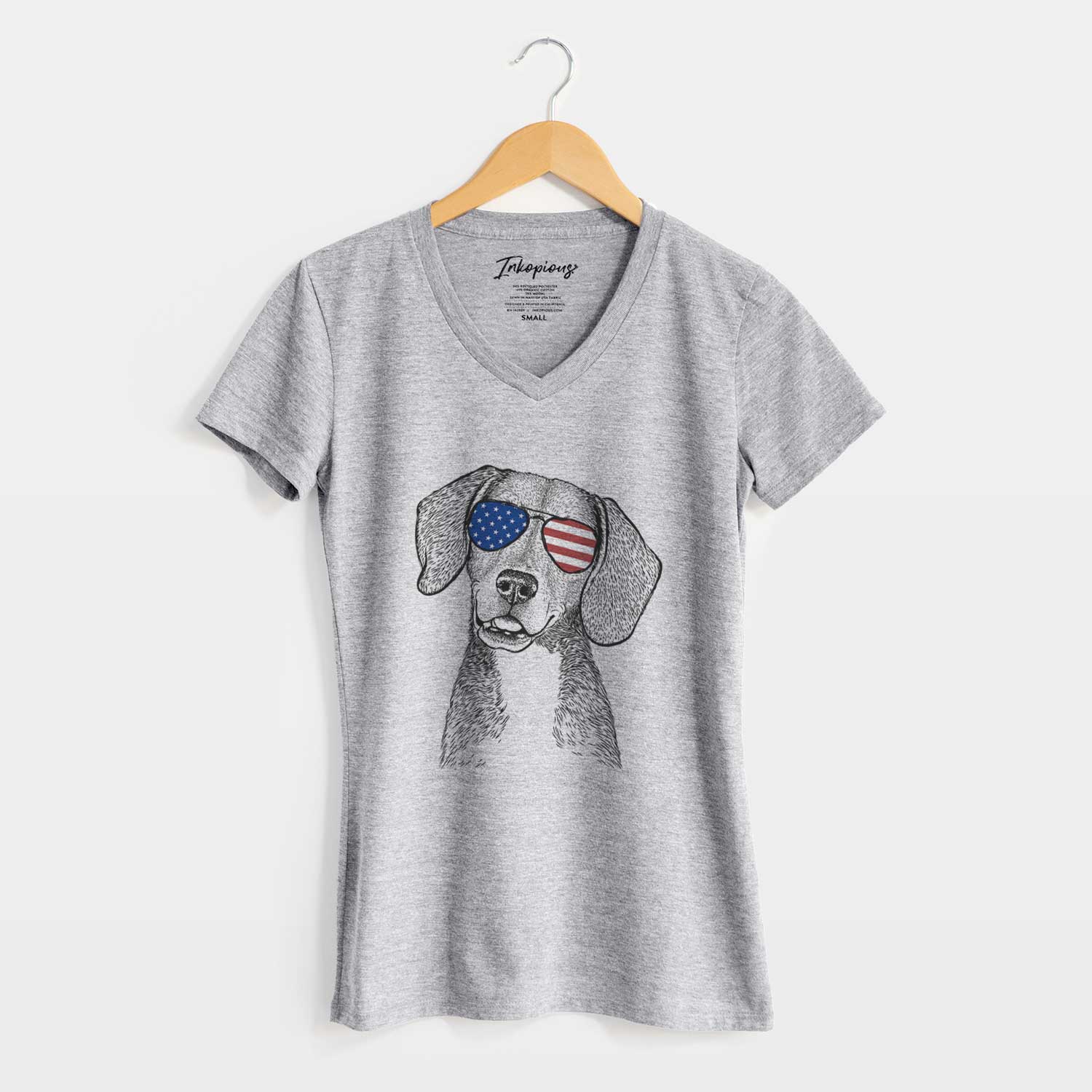 USA Piggy the Beagle Mix - Women's Perfect V-neck Shirt