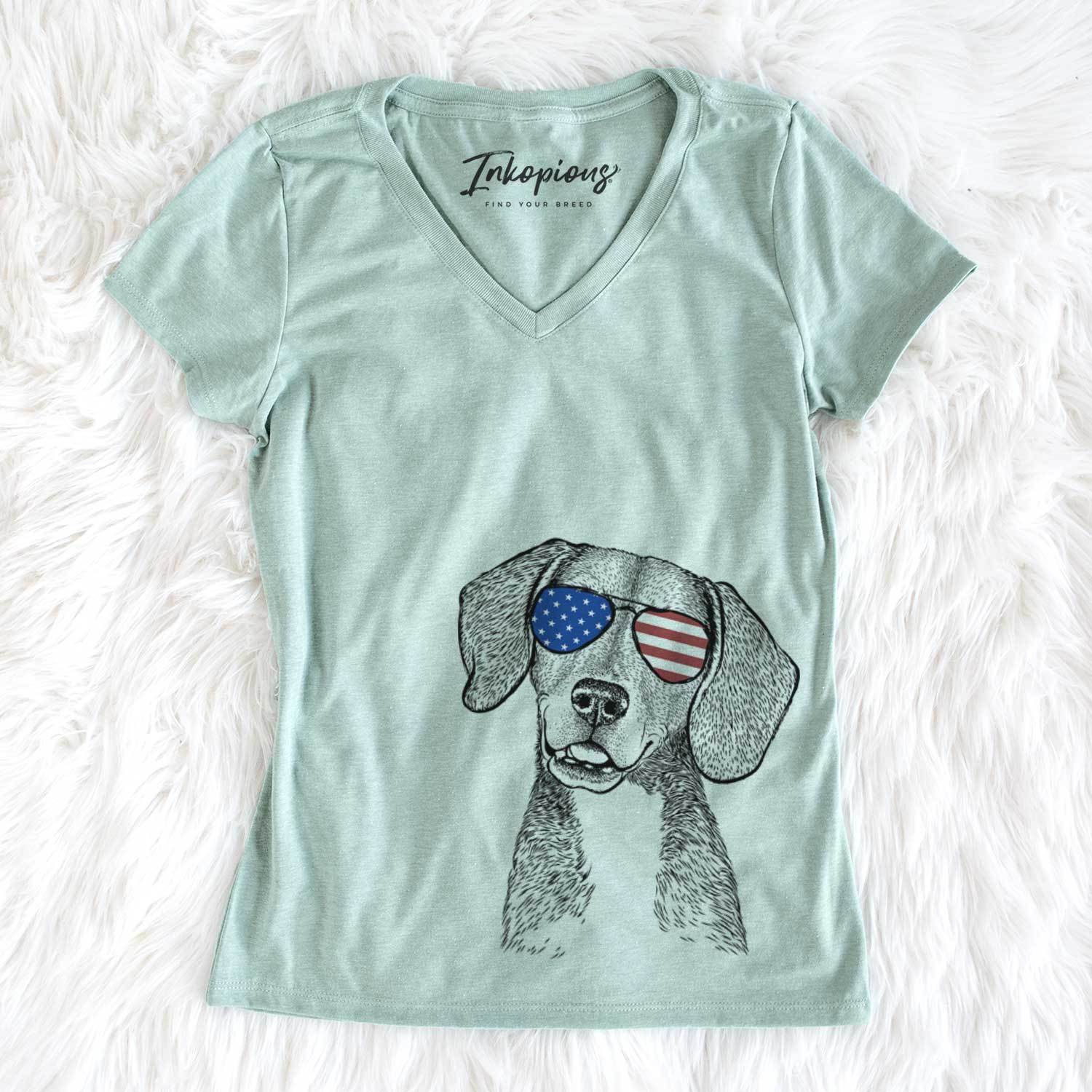 USA Piggy the Beagle Mix - Women's Perfect V-neck Shirt