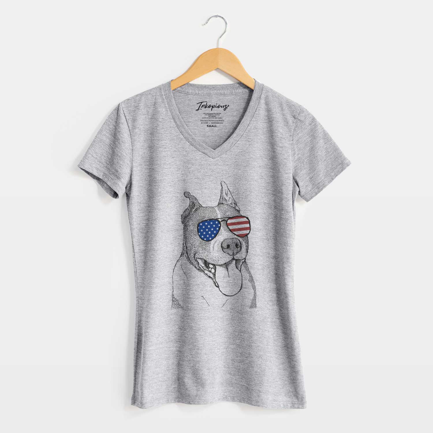 USA Piggy the American Staffordshire Terrier - Women's Perfect V-neck Shirt