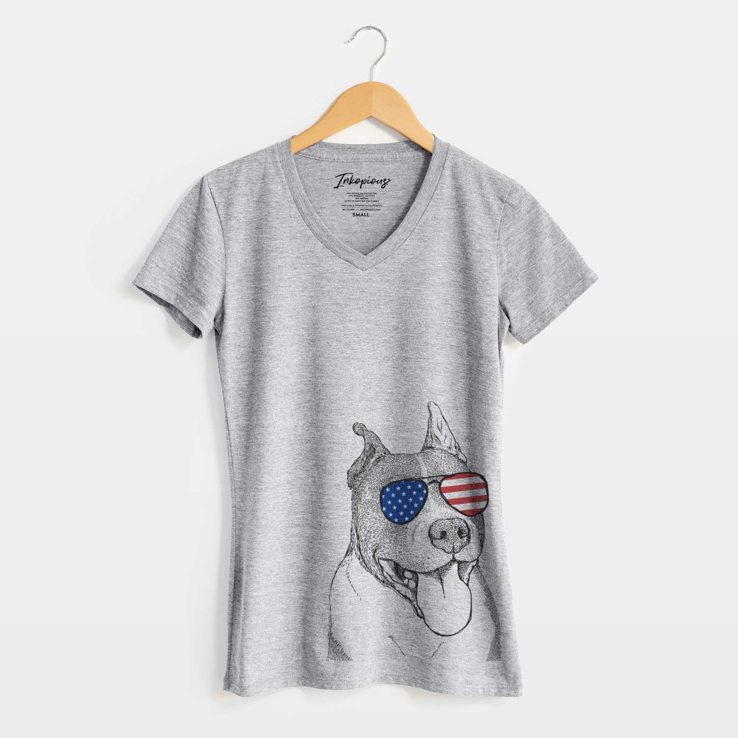 USA Piggy the American Staffordshire Terrier - Women's Perfect V-neck Shirt