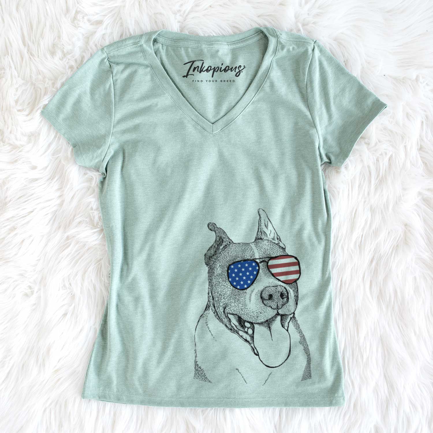 USA Piggy the American Staffordshire Terrier - Women's Perfect V-neck Shirt