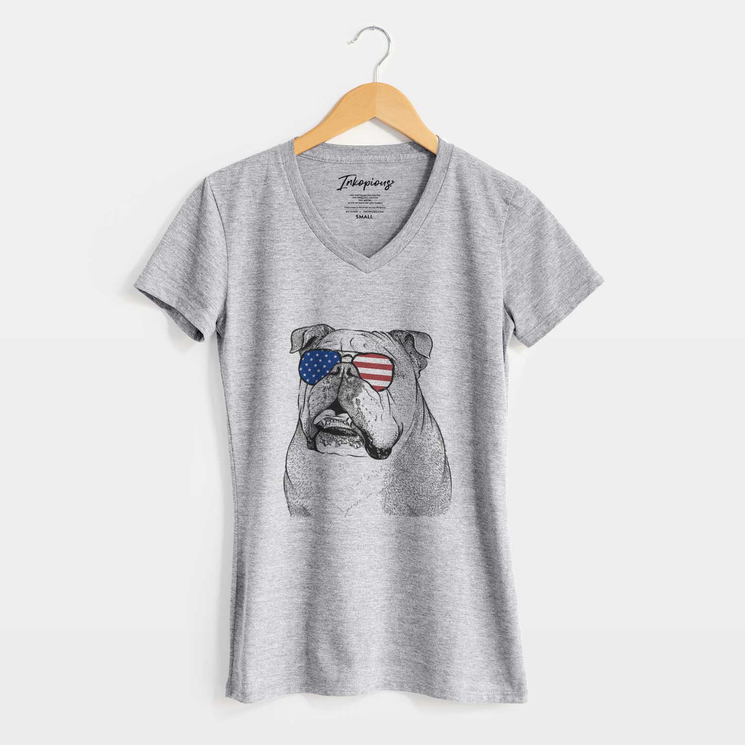 USA Piggy the English Bulldog - Women's Perfect V-neck Shirt