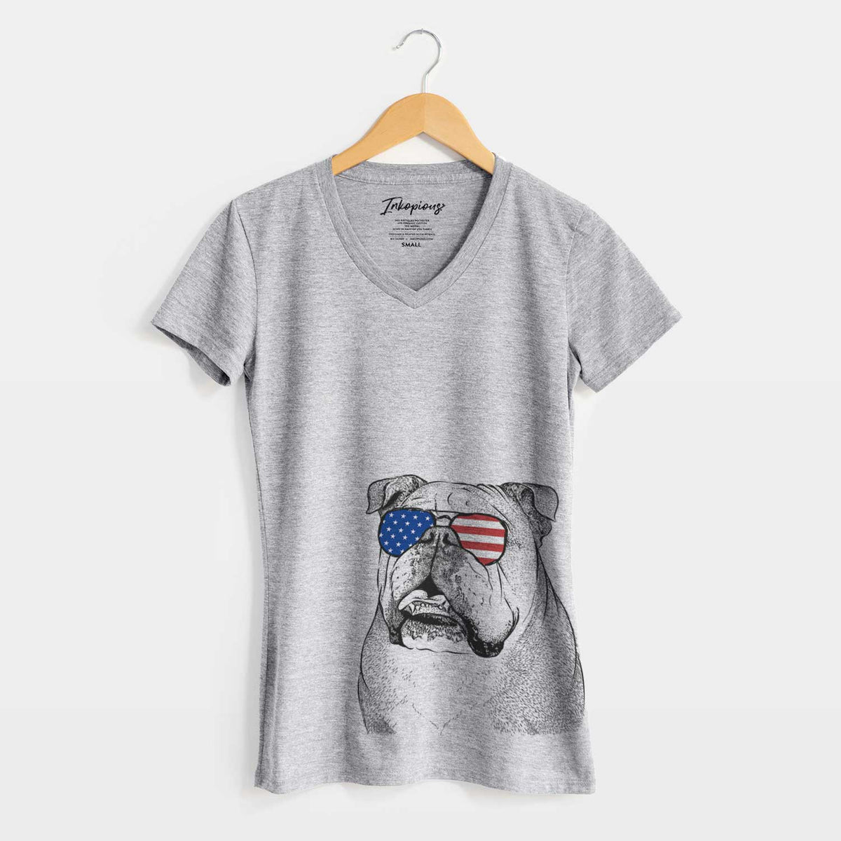 USA Piggy the English Bulldog - Women's Perfect V-neck Shirt