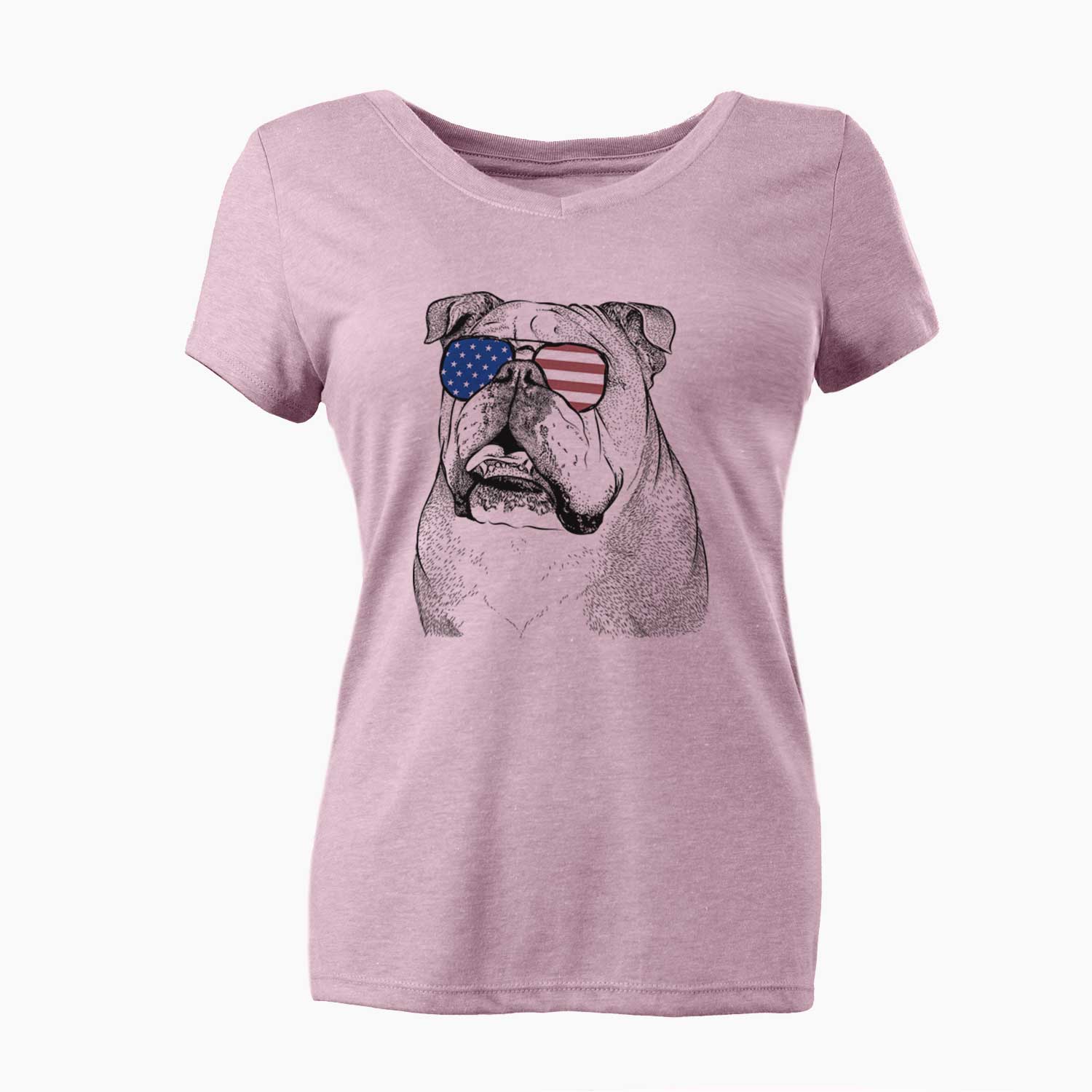 USA Piggy the English Bulldog - Women's Perfect V-neck Shirt