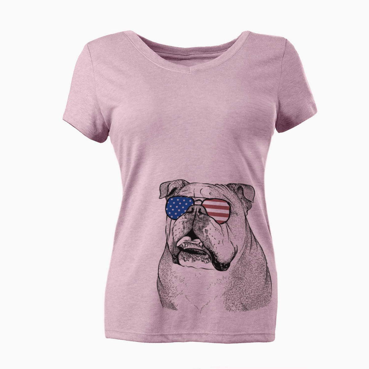 USA Piggy the English Bulldog - Women's Perfect V-neck Shirt