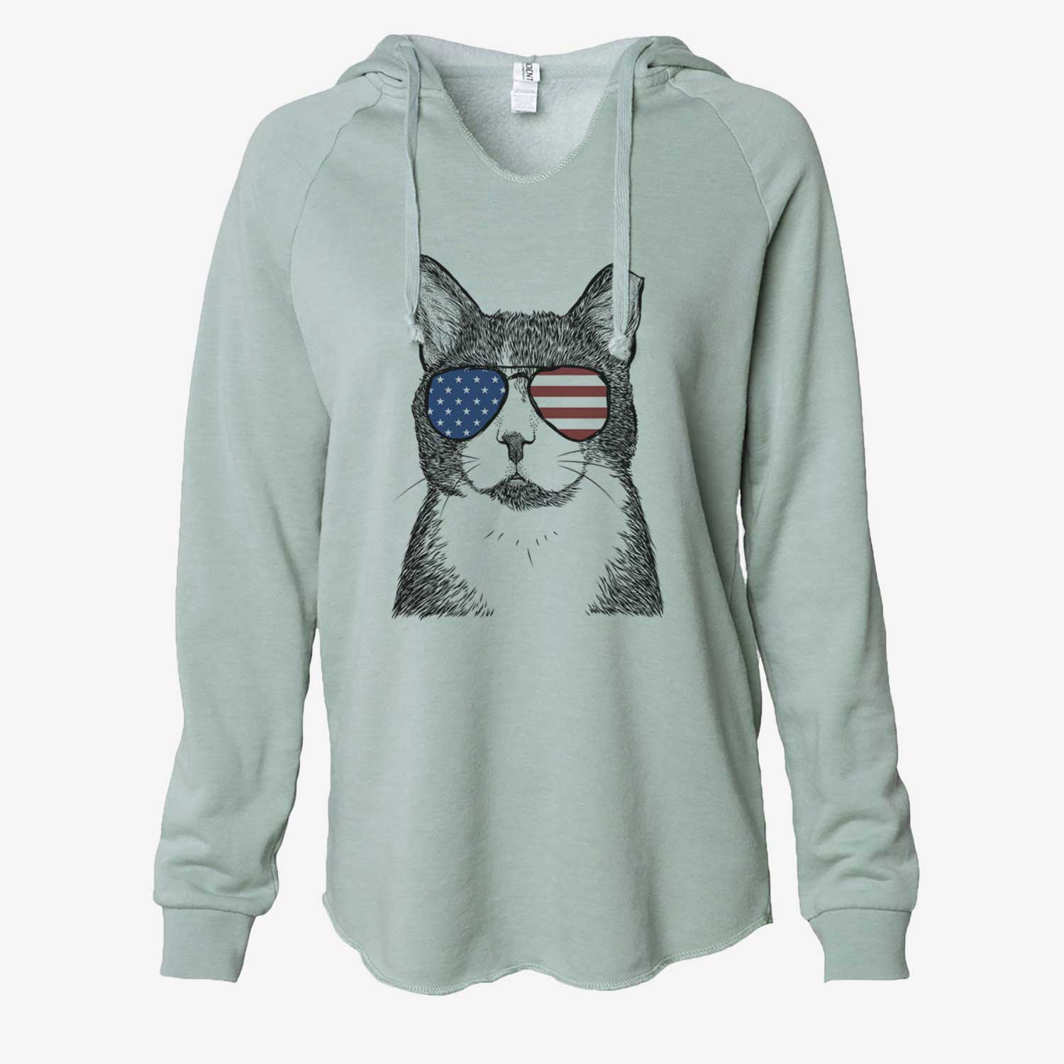 USA Pinky the Tuxedo Cat - Cali Wave Hooded Sweatshirt