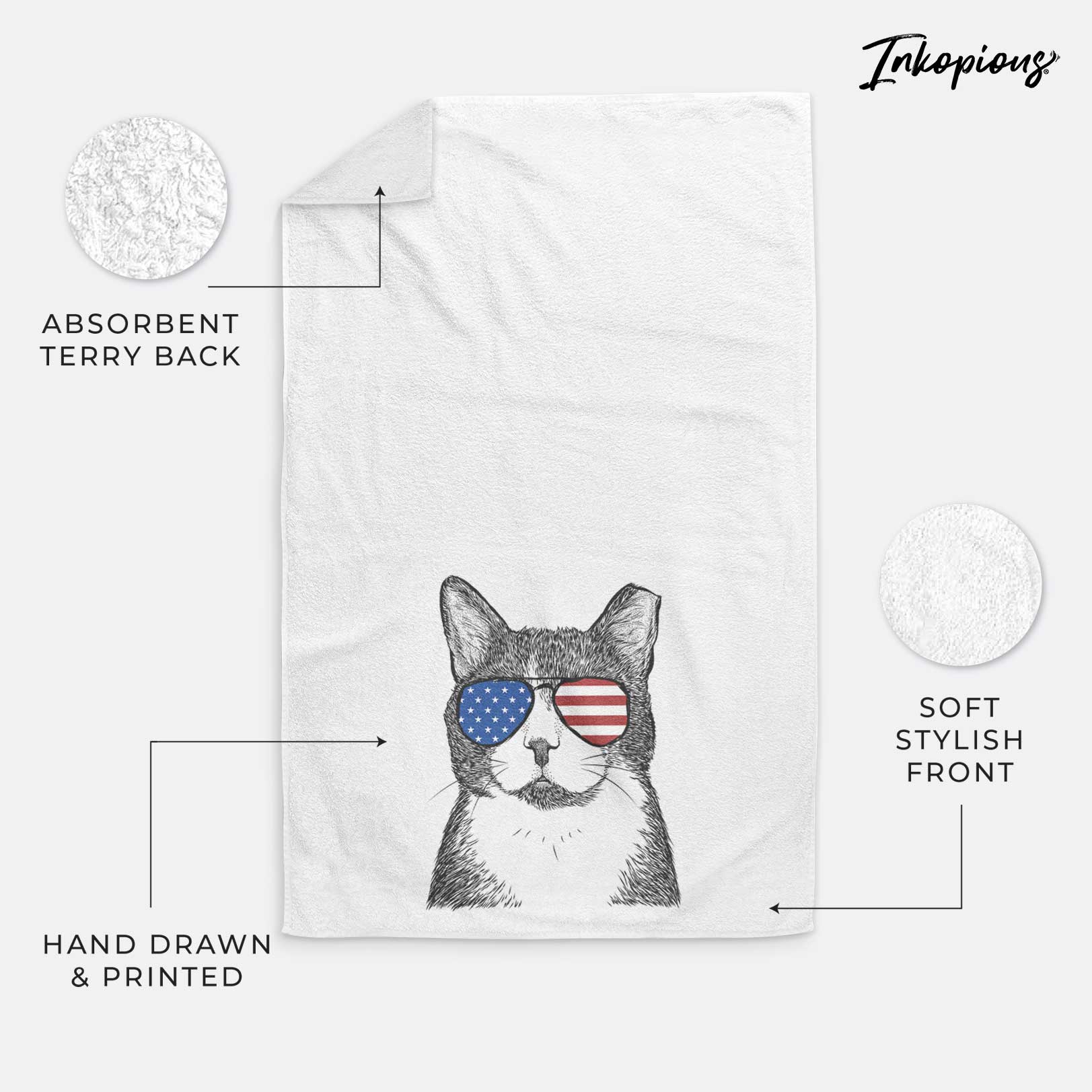 Pinky the Tuxedo Cat Decorative Hand Towel