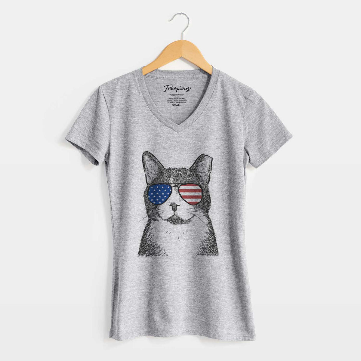 USA Pinky the Tuxedo Cat - Women&#39;s Perfect V-neck Shirt