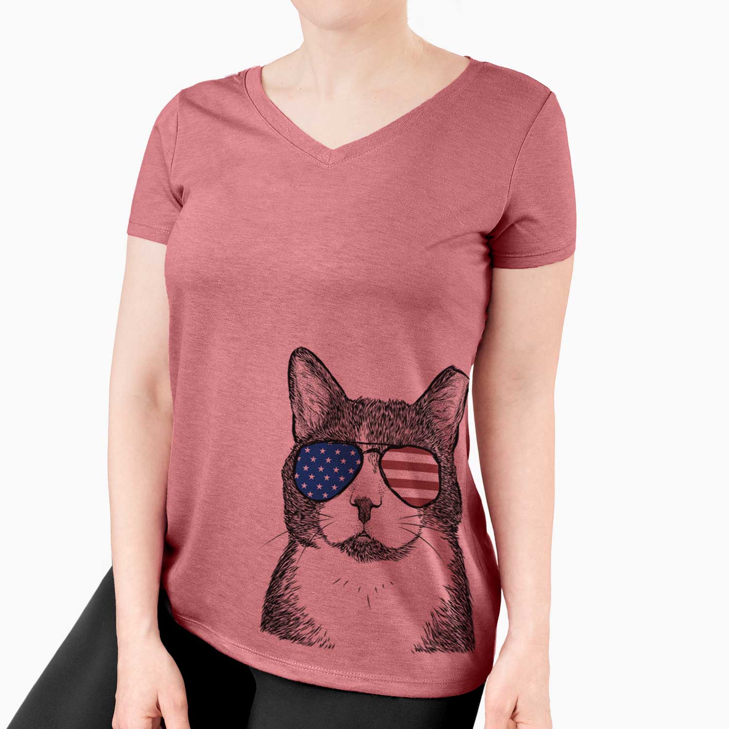 USA Pinky the Tuxedo Cat - Women's Perfect V-neck Shirt