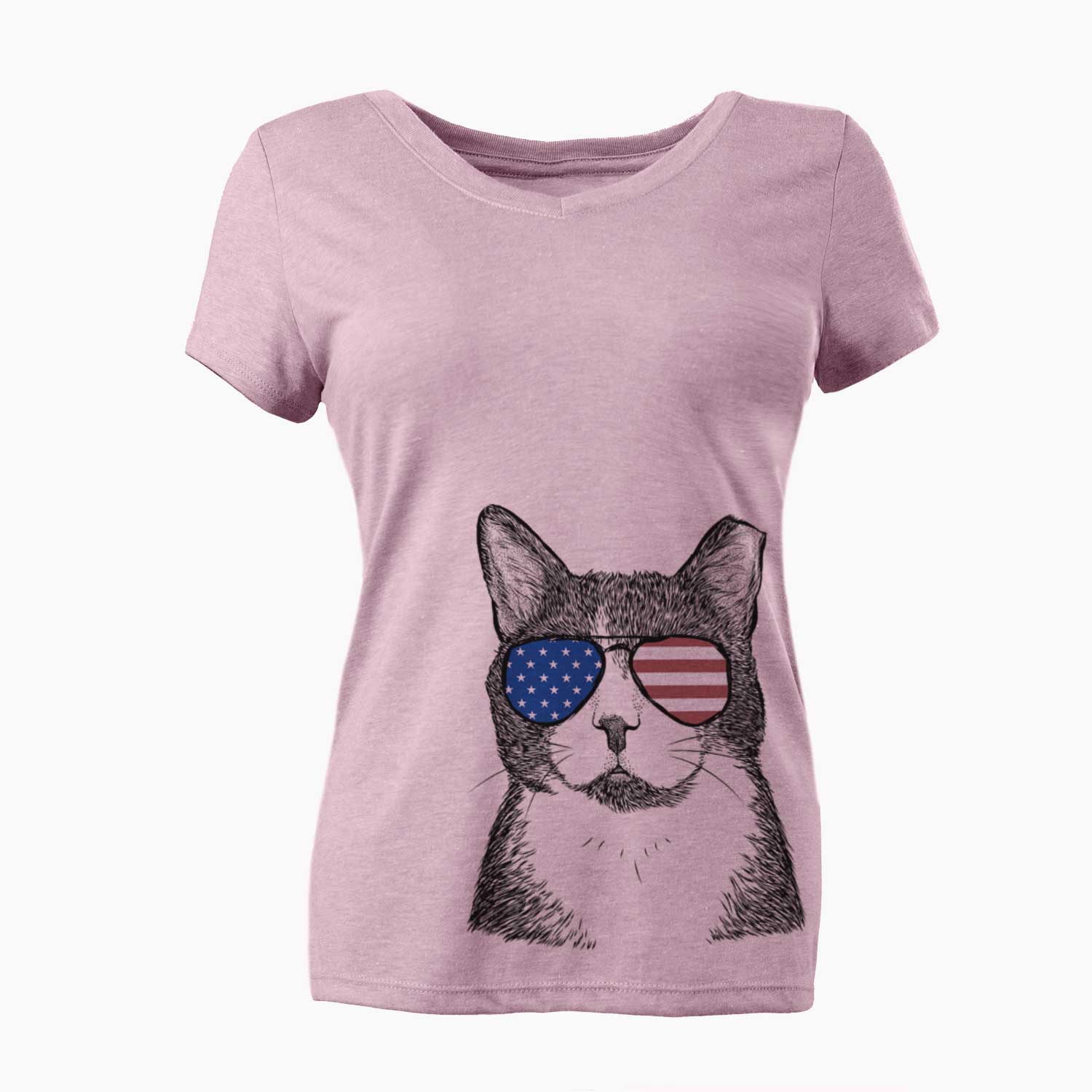 USA Pinky the Tuxedo Cat - Women's Perfect V-neck Shirt