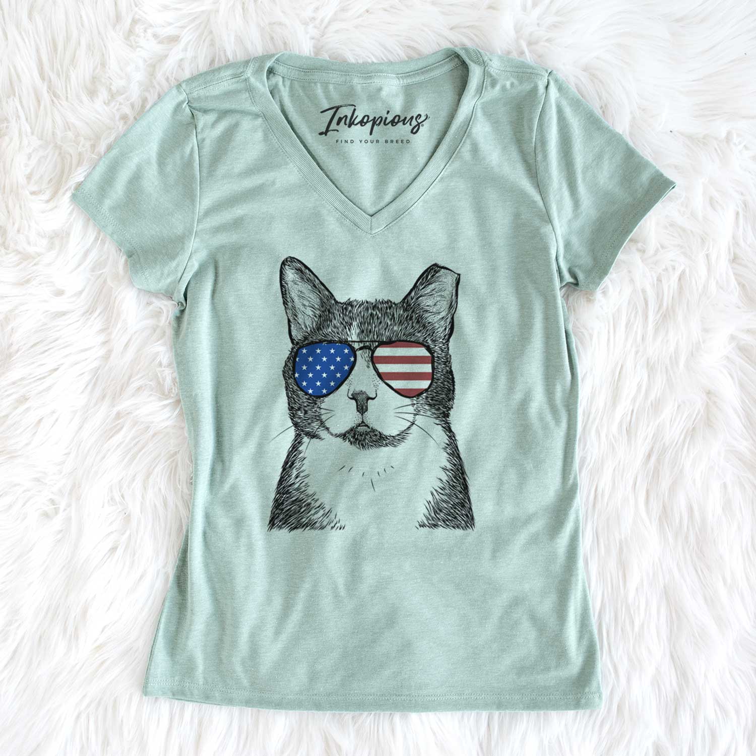 USA Pinky the Tuxedo Cat - Women's Perfect V-neck Shirt