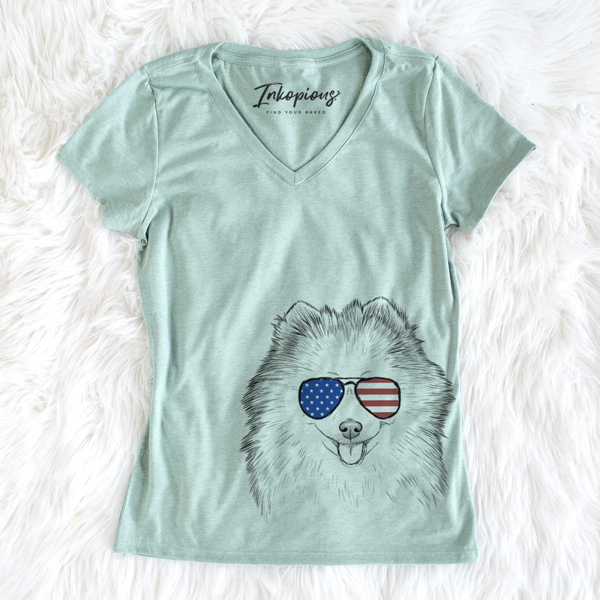 USA Piper Jo the Pomeranian - Women's Perfect V-neck Shirt