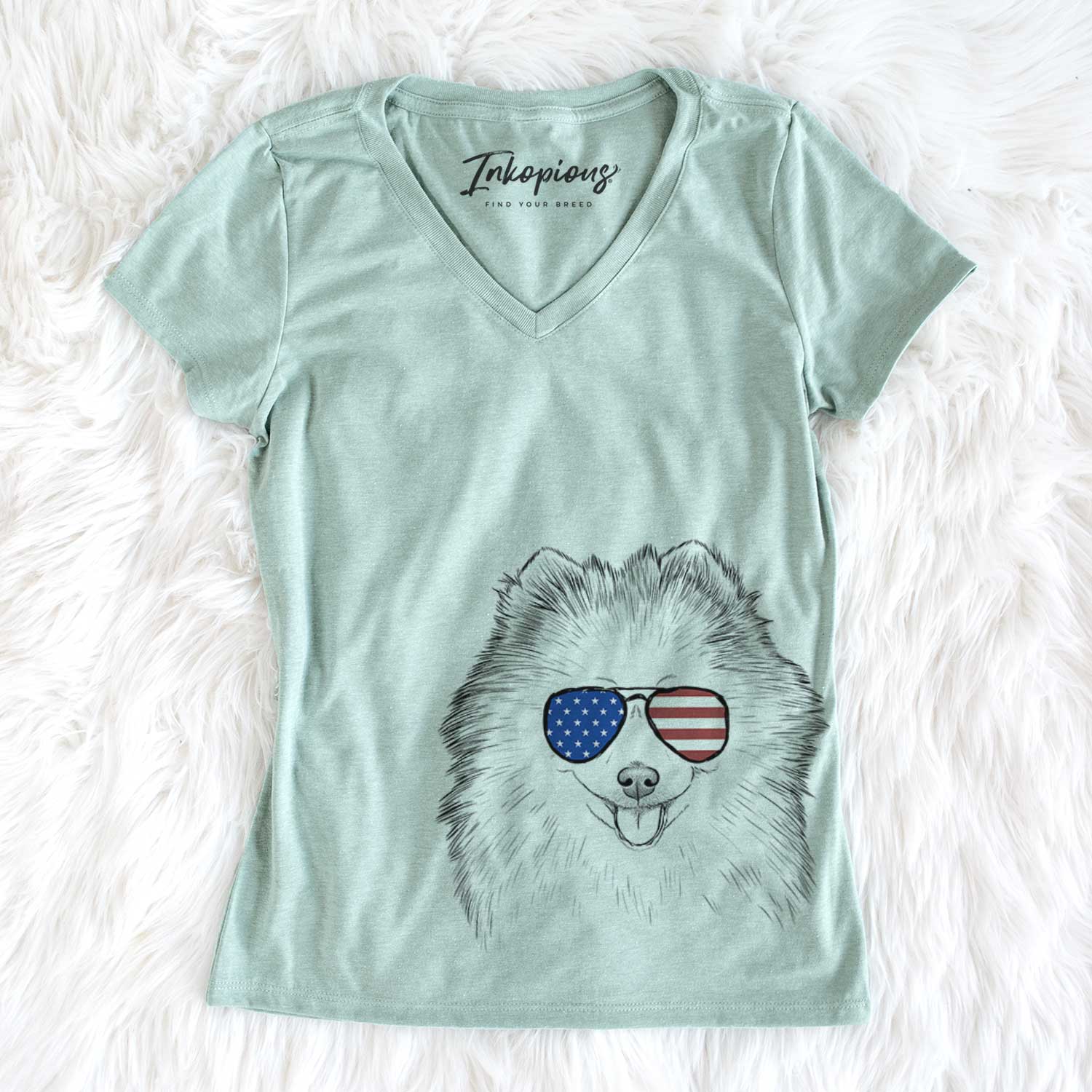 USA Piper Jo the Pomeranian - Women's Perfect V-neck Shirt