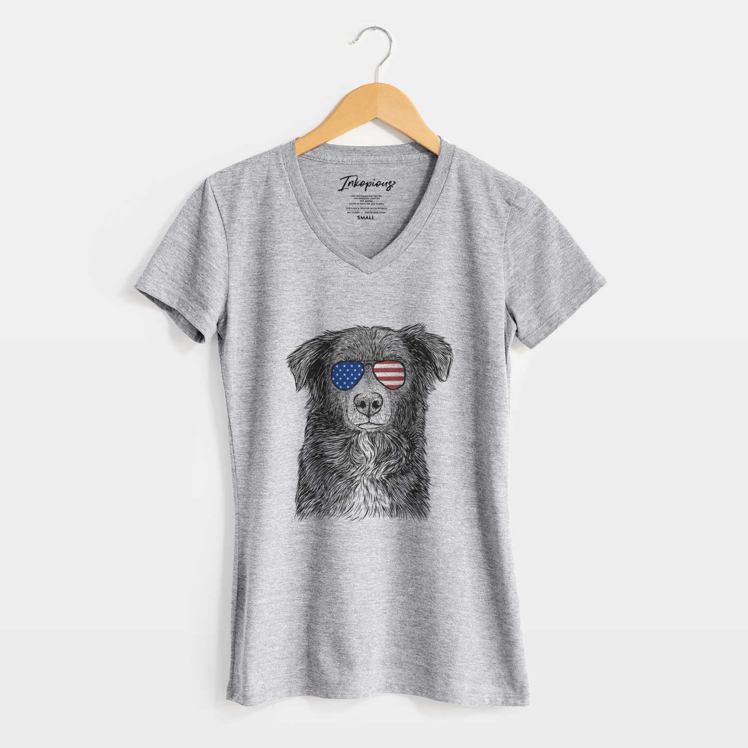 USA Pixel the Australian Shepherd - Women's Perfect V-neck Shirt