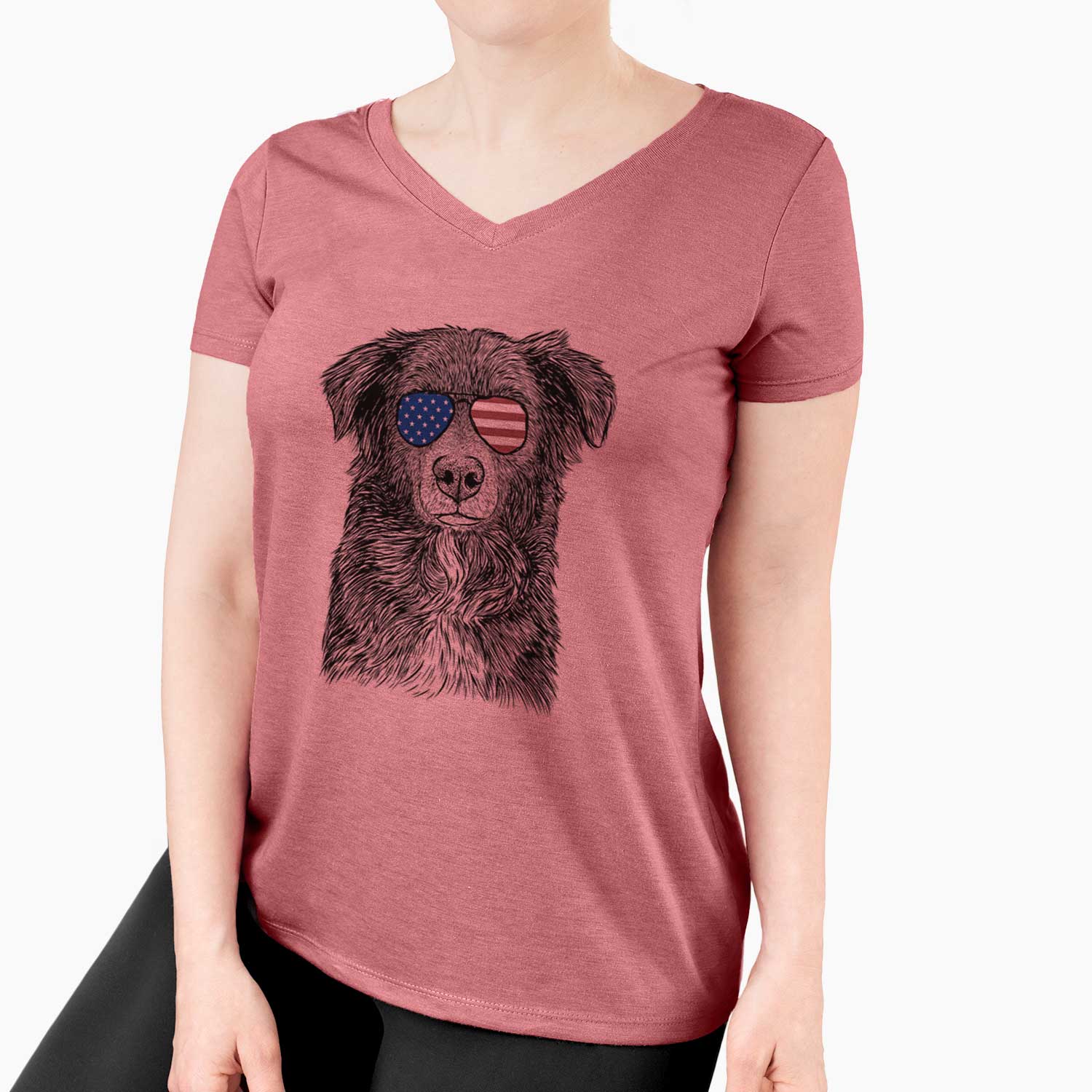 USA Pixel the Australian Shepherd - Women's Perfect V-neck Shirt