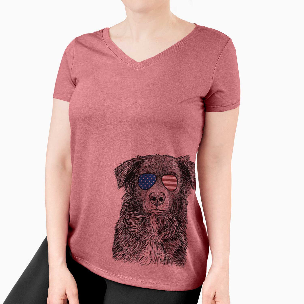 USA Pixel the Australian Shepherd - Women's Perfect V-neck Shirt