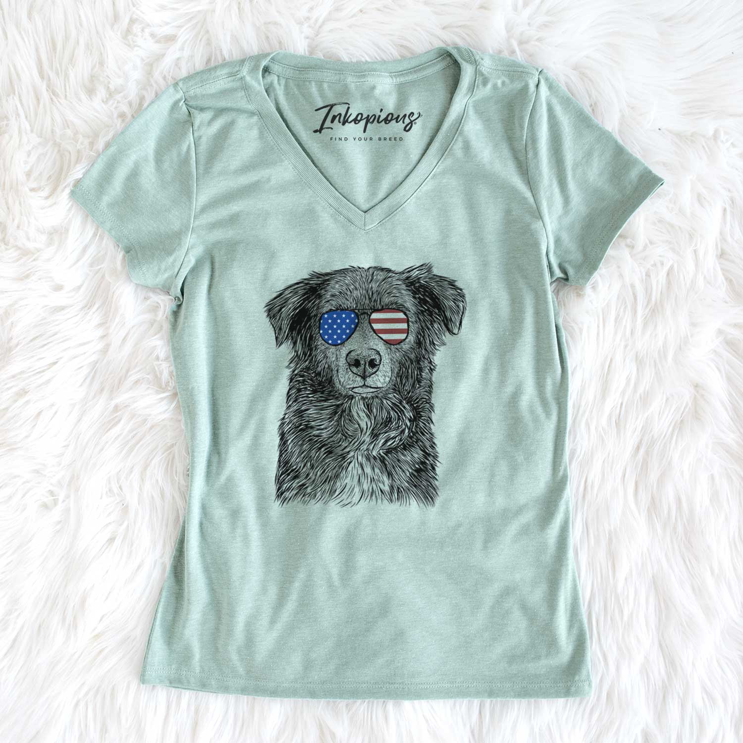 USA Pixel the Australian Shepherd - Women's Perfect V-neck Shirt
