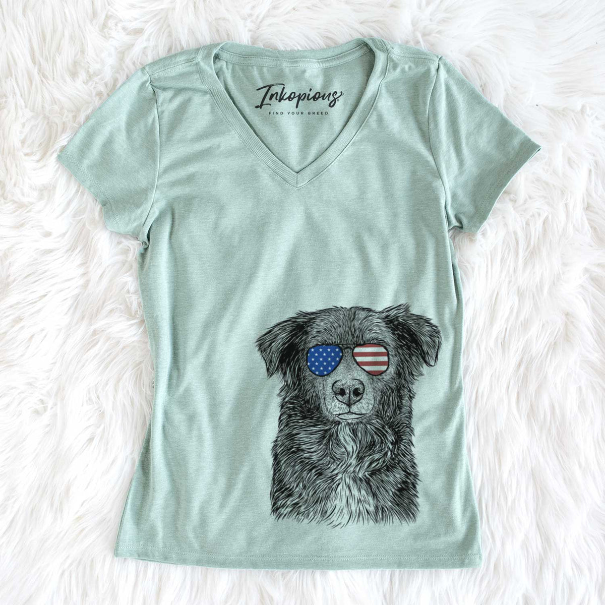 USA Pixel the Australian Shepherd - Women's Perfect V-neck Shirt