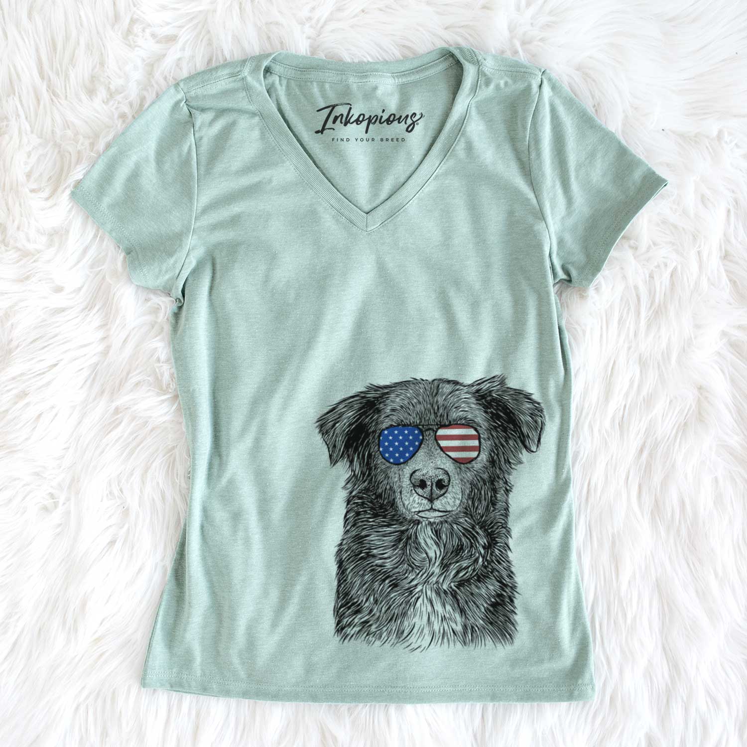 USA Pixel the Australian Shepherd - Women's Perfect V-neck Shirt