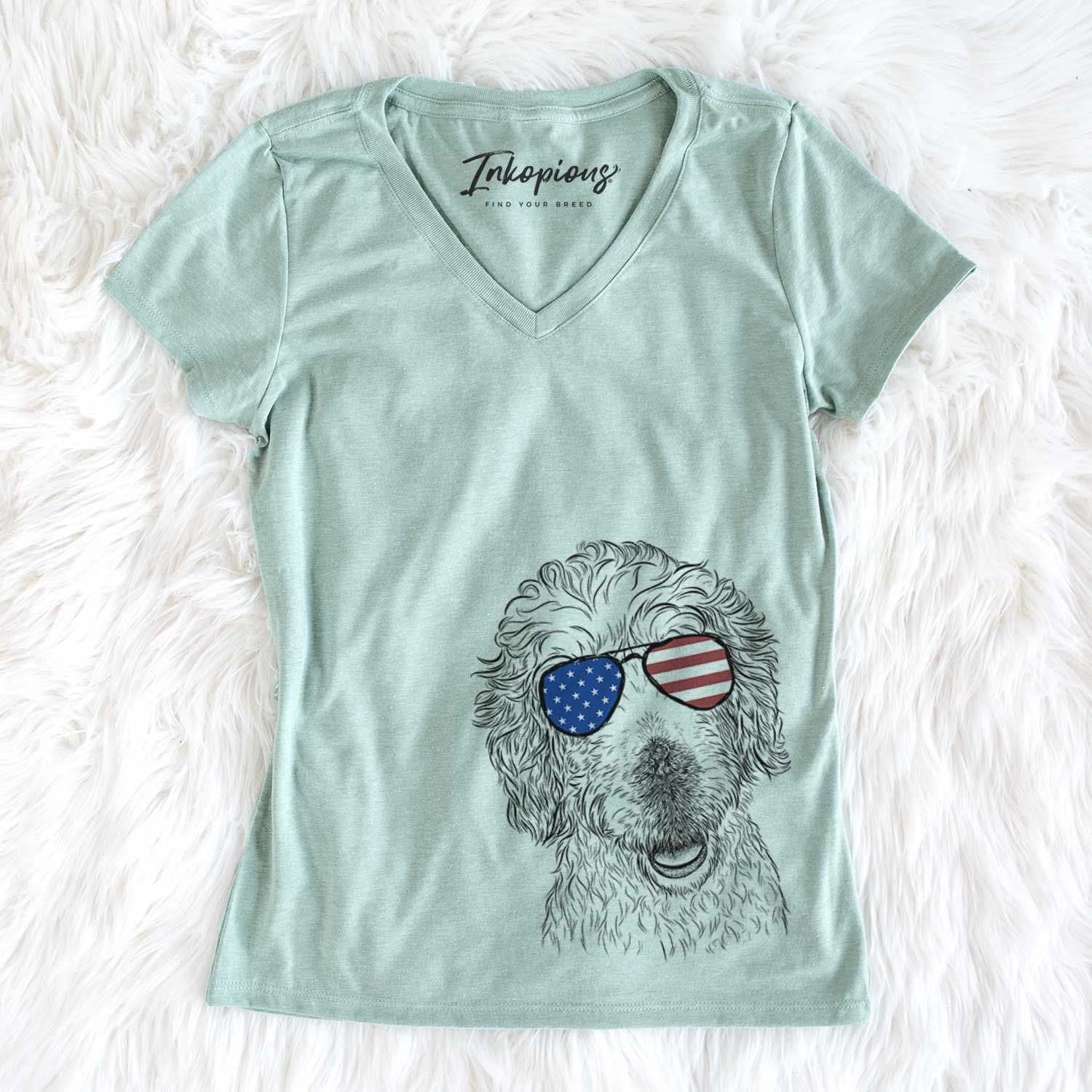 USA Preston the Labradoodle - Women's Perfect V-neck Shirt