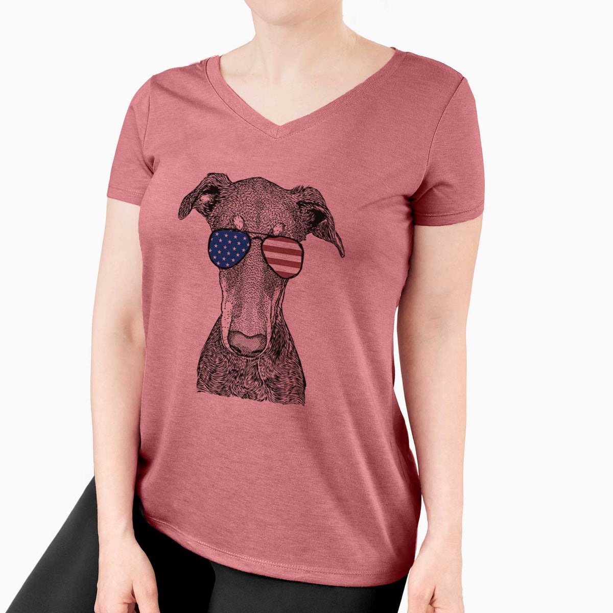 USA Princess Fiona the Doberman Pinscher - Women's Perfect V-neck Shirt