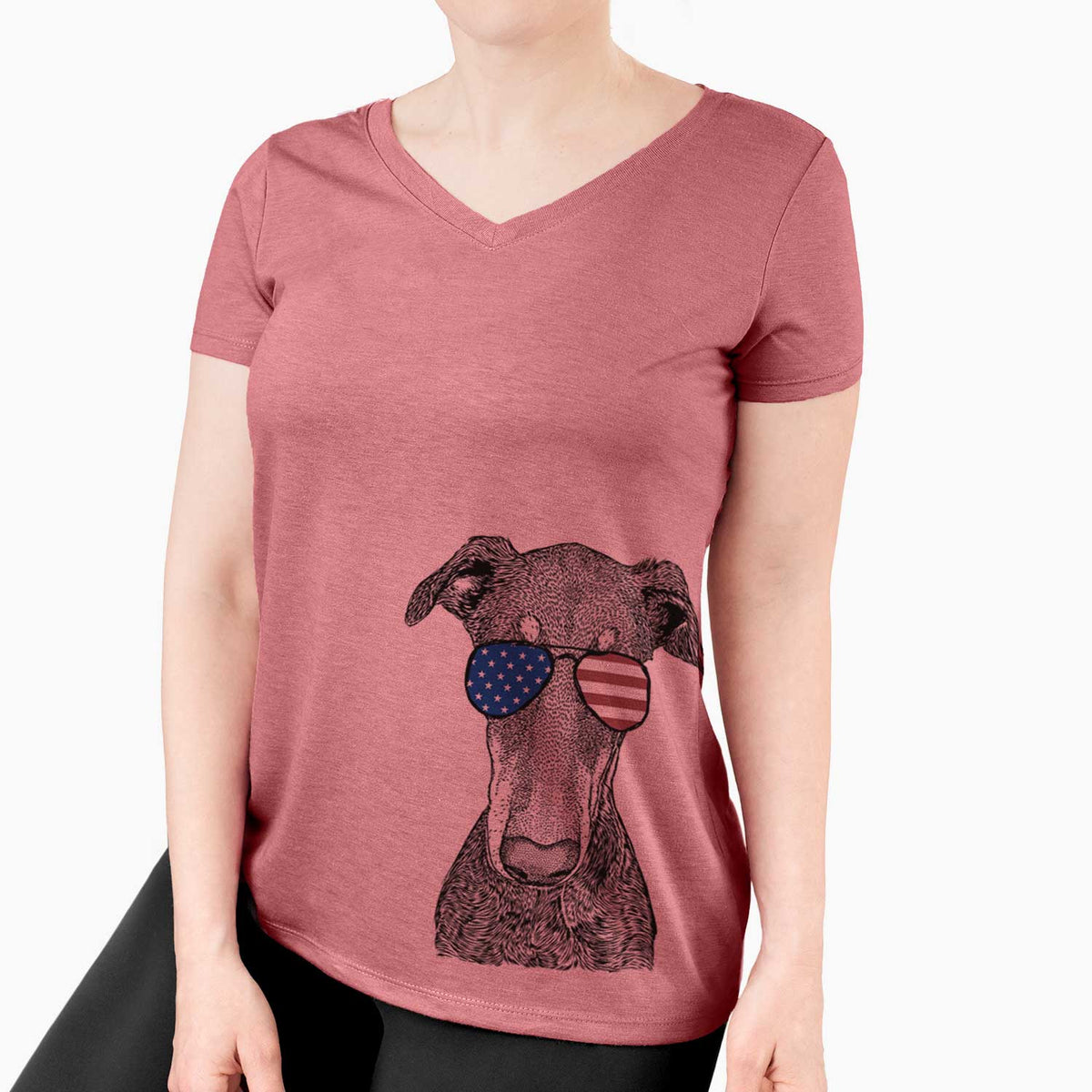 USA Princess Fiona the Doberman Pinscher - Women's Perfect V-neck Shirt