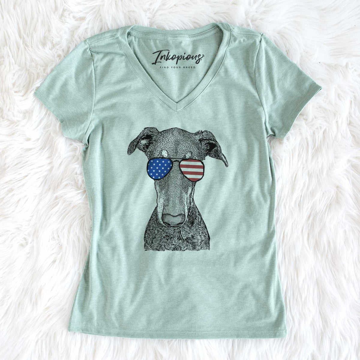 USA Princess Fiona the Doberman Pinscher - Women's Perfect V-neck Shirt