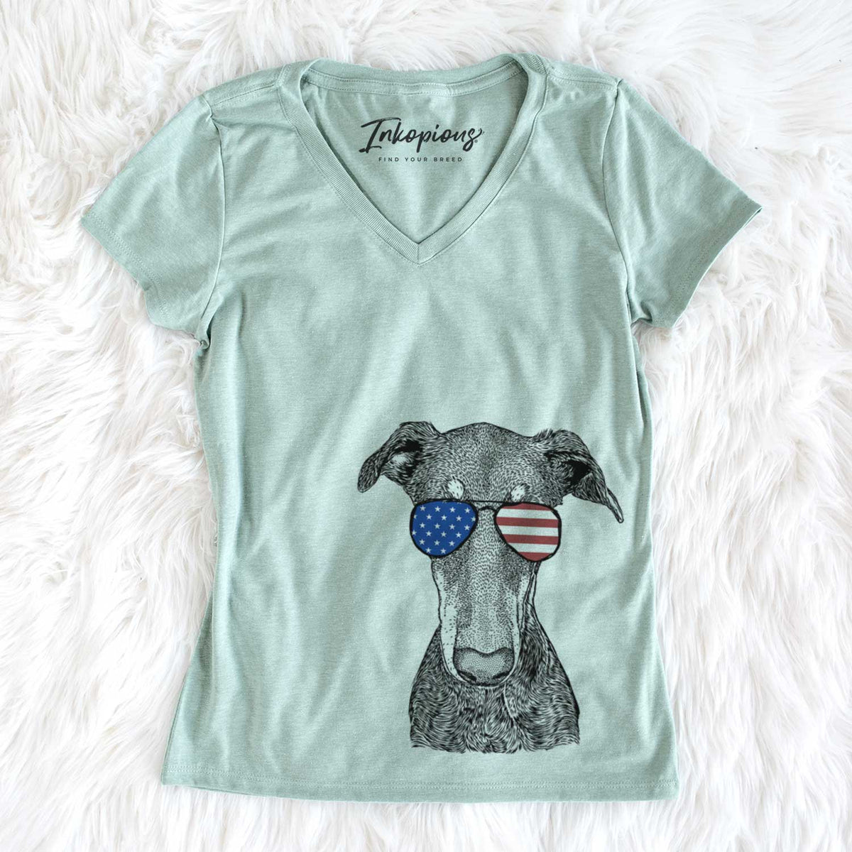 USA Princess Fiona the Doberman Pinscher - Women's Perfect V-neck Shirt