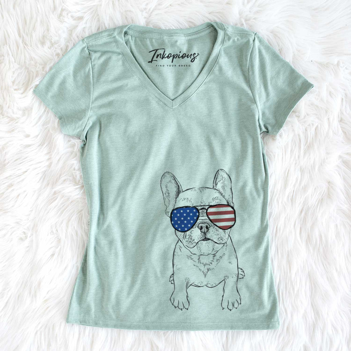 USA Puppy Pierre the French Bulldog - Women's Perfect V-neck Shirt