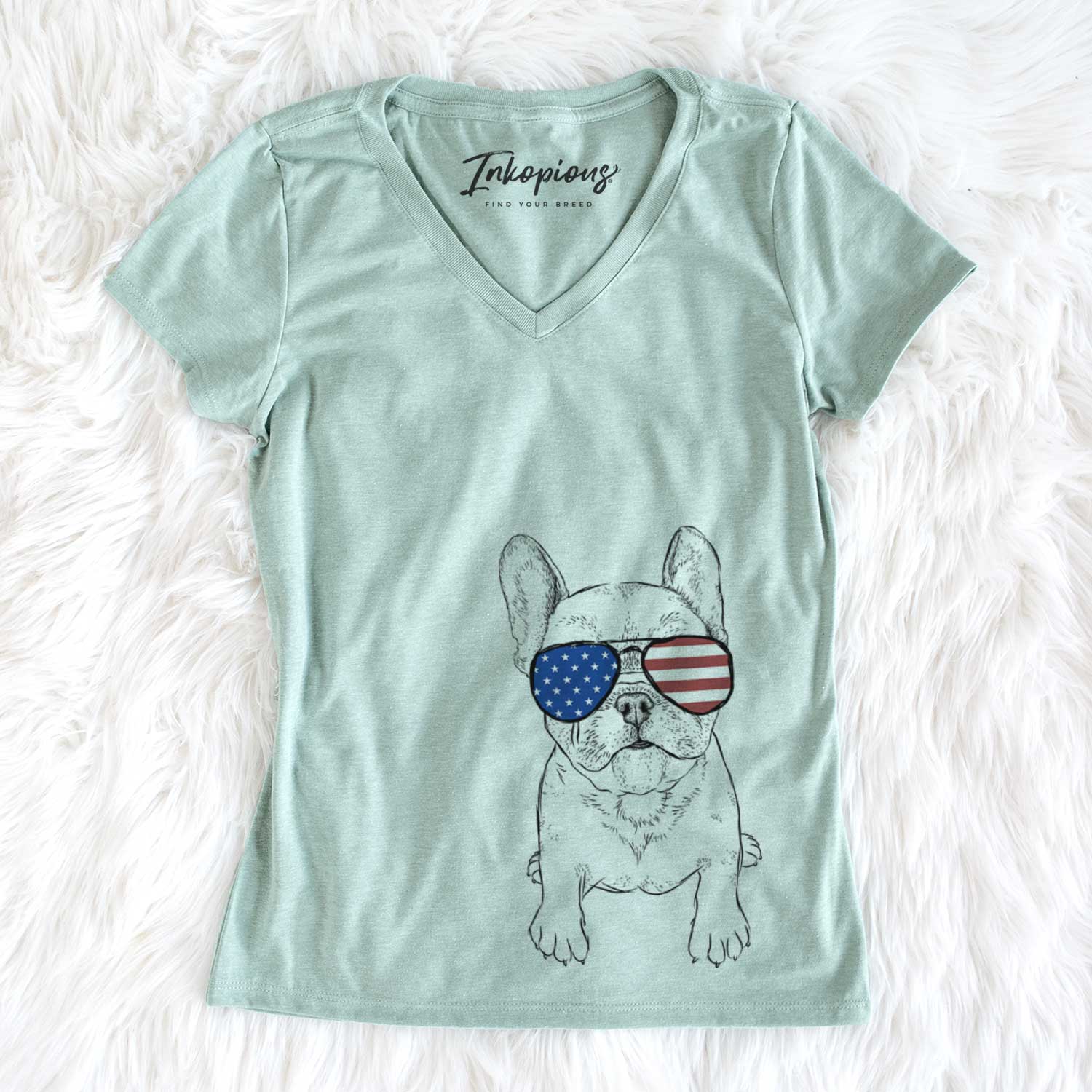 USA Puppy Pierre the French Bulldog - Women's Perfect V-neck Shirt