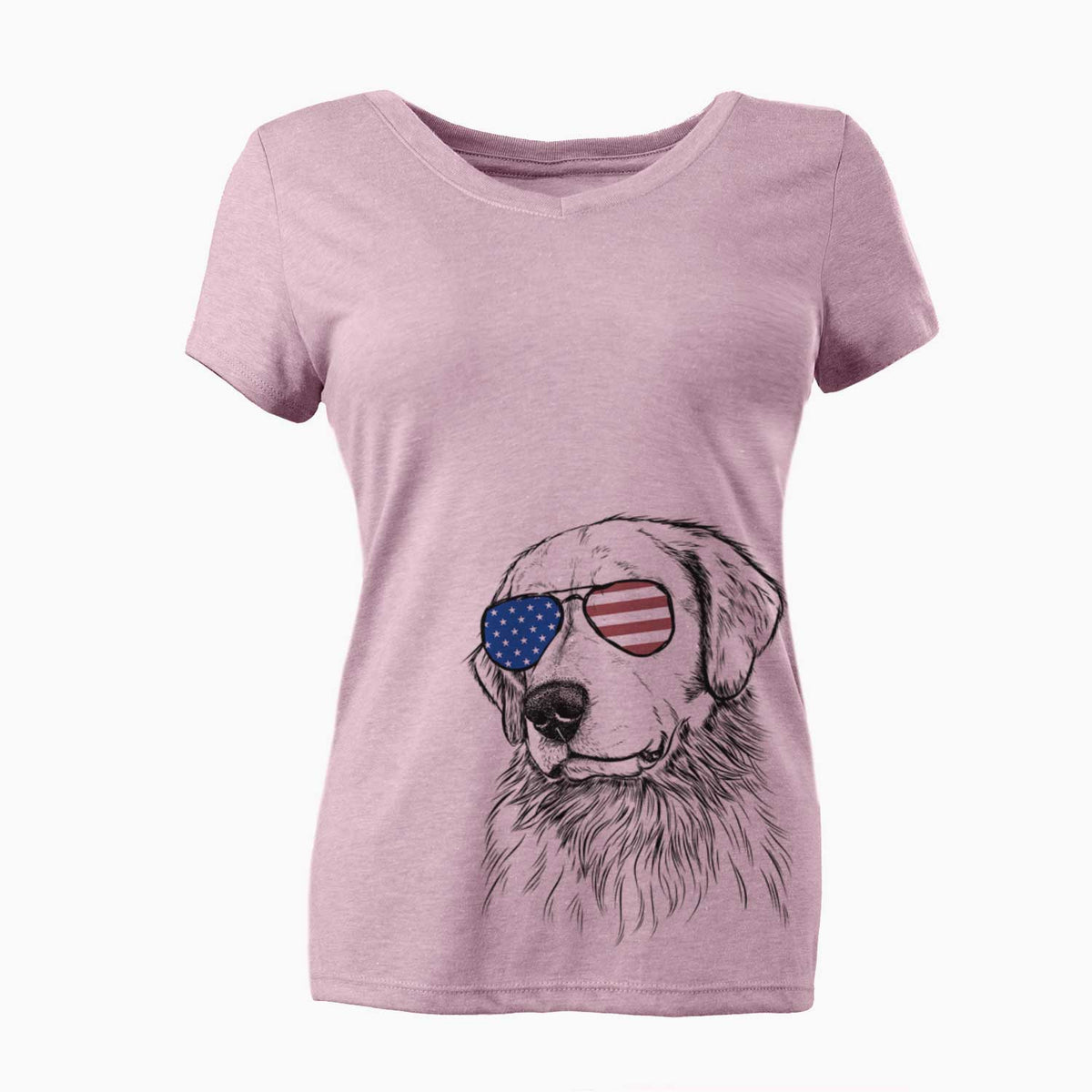 USA Quinn the Golden Retriever - Women's Perfect V-neck Shirt