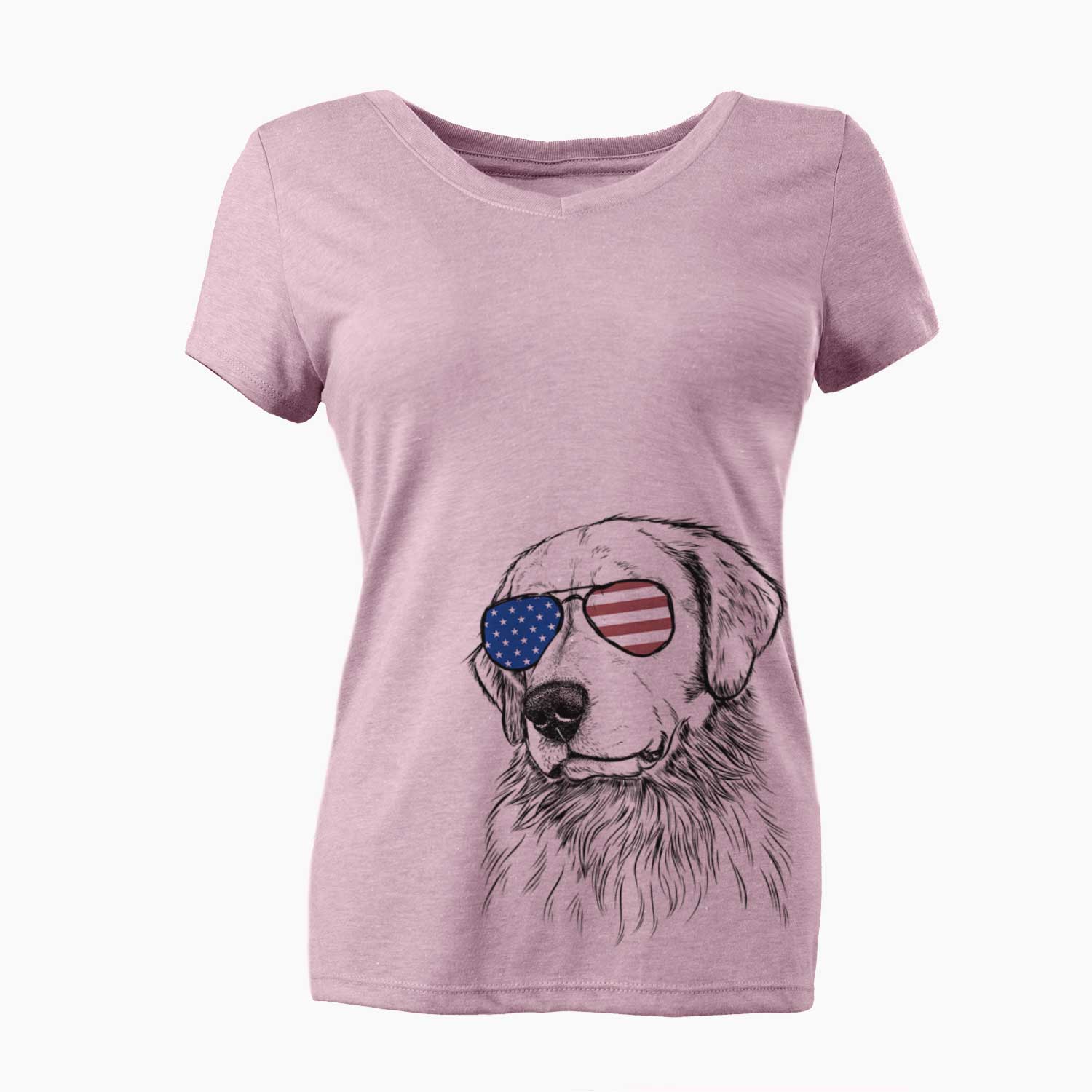 USA Quinn the Golden Retriever - Women's Perfect V-neck Shirt