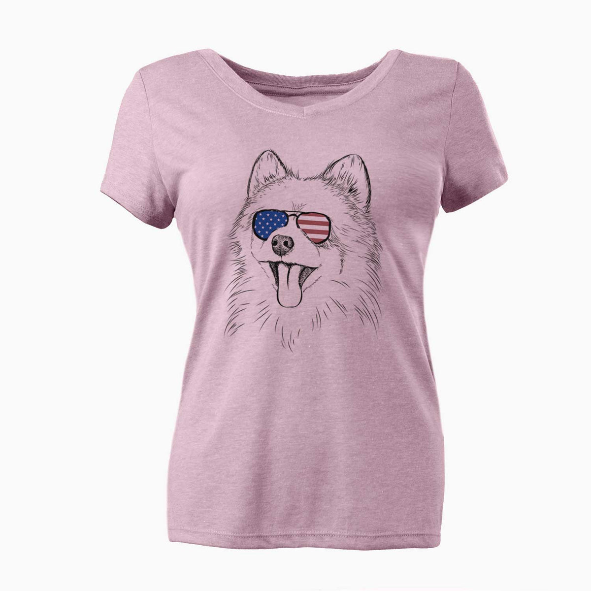 USA Quinn the Pomeranian - Women's Perfect V-neck Shirt