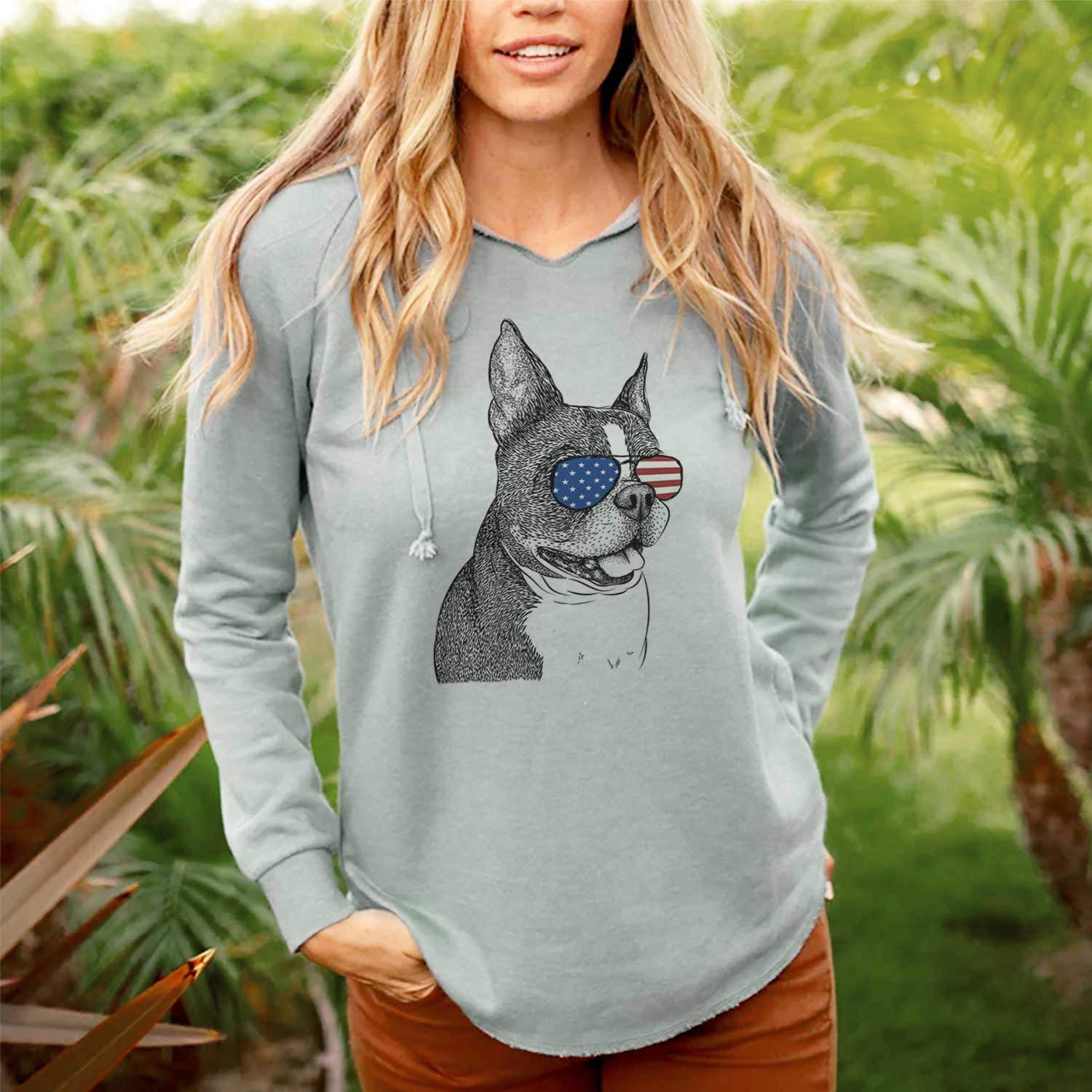 USA Ralphie the Boston Terrier - Cali Wave Hooded Sweatshirt