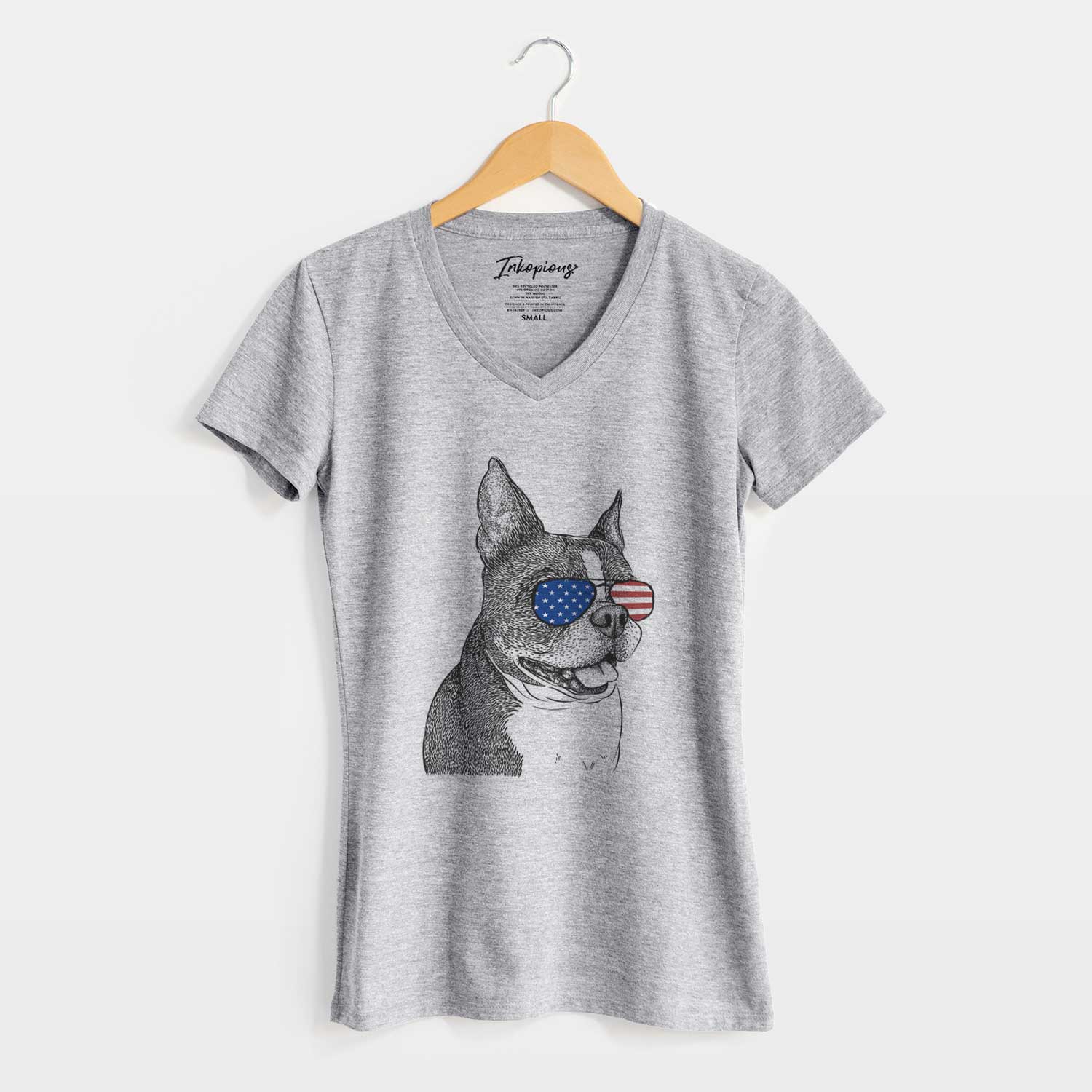 USA Ralphie the Boston Terrier - Women's Perfect V-neck Shirt