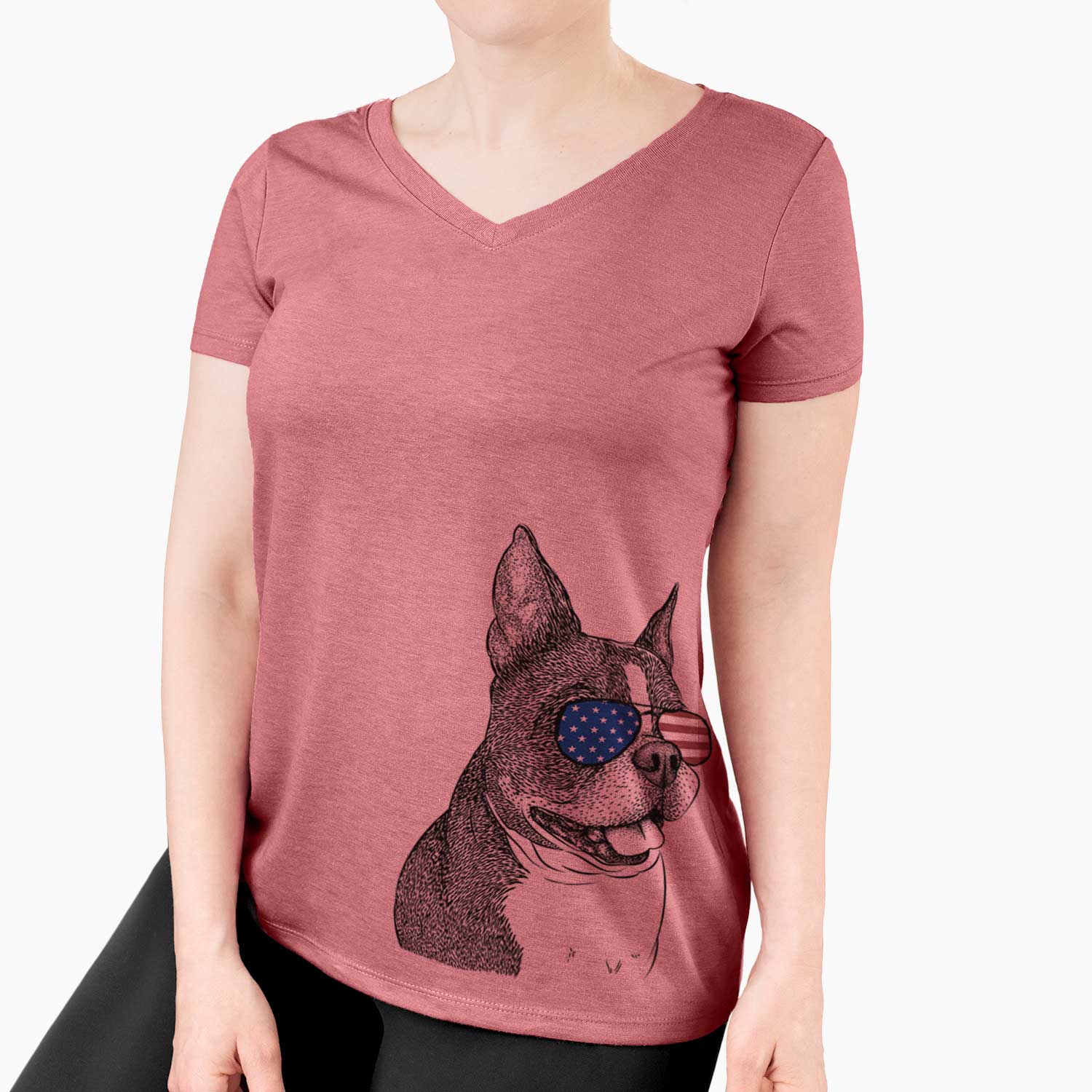 USA Ralphie the Boston Terrier - Women's Perfect V-neck Shirt