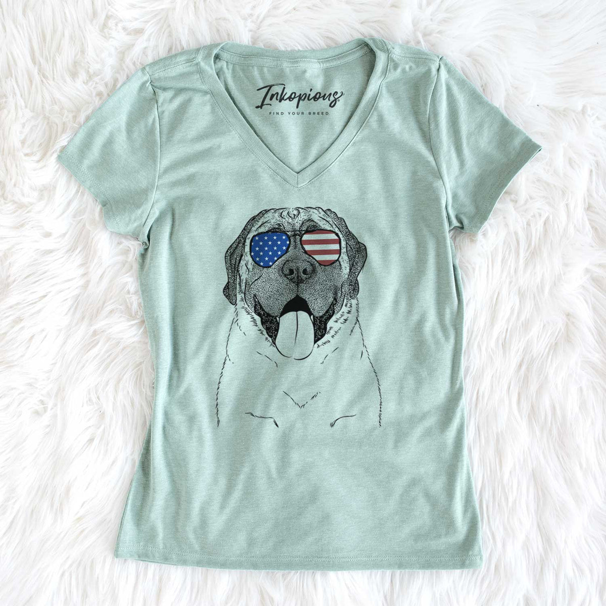 USA Remmie the English Mastiff - Women's Perfect V-neck Shirt