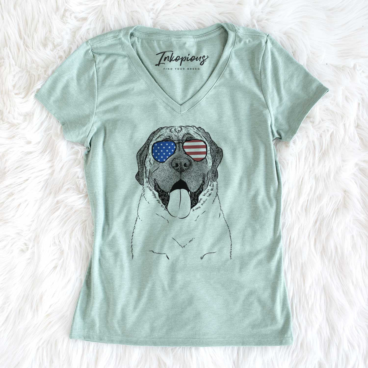USA Remmie the English Mastiff - Women's Perfect V-neck Shirt