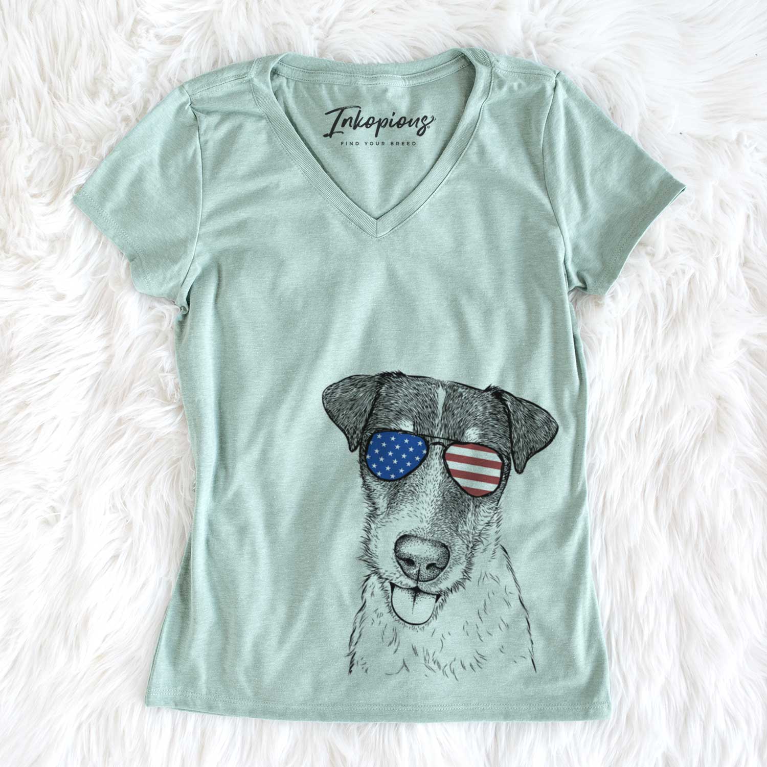 USA Rider the Parson Russell Terrier - Women's Perfect V-neck Shirt