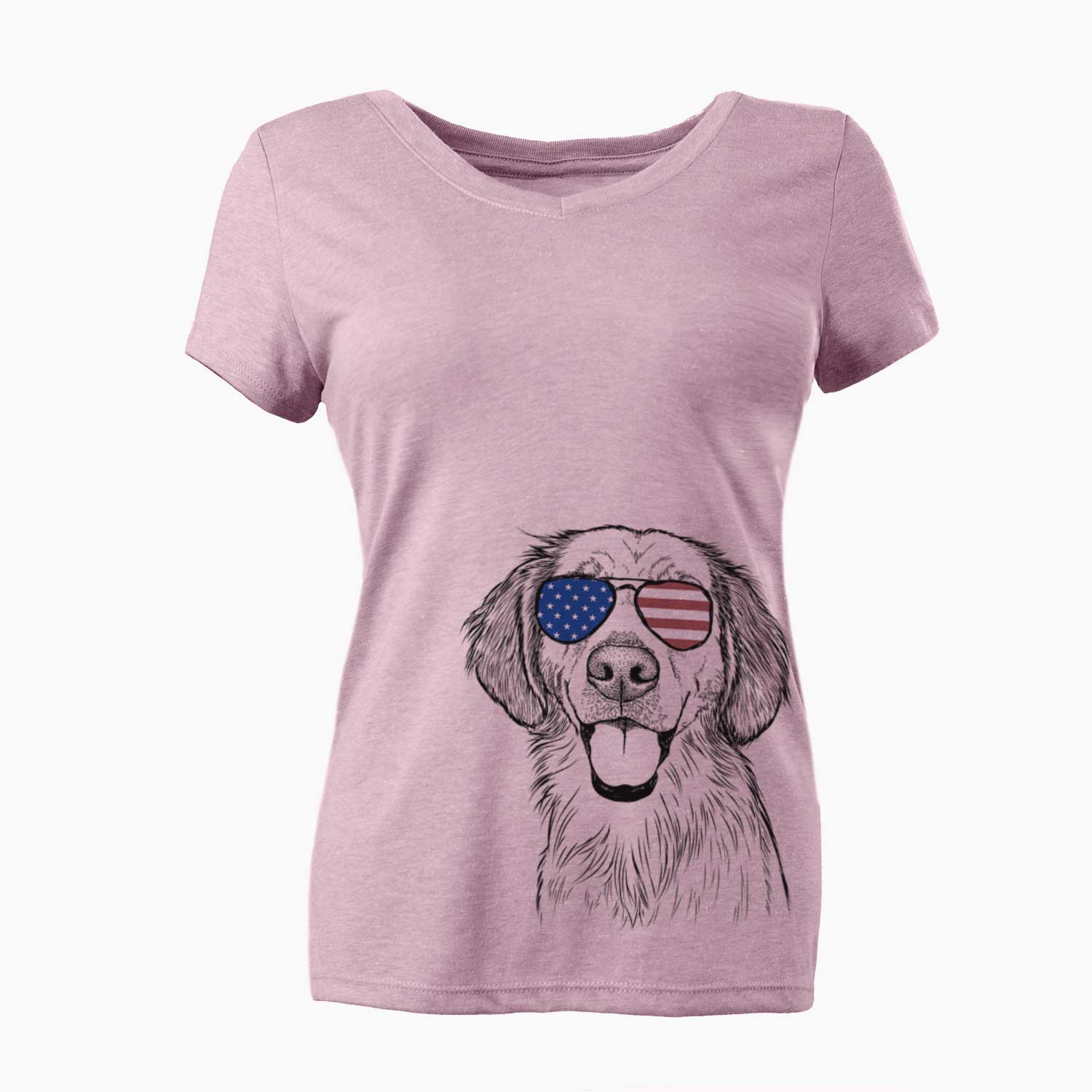 USA Riley the Golden Retriever - Women's Perfect V-neck Shirt