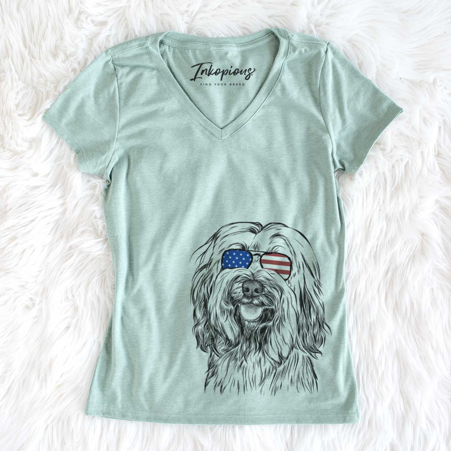 USA Rime the Tibetan Terrier - Women's Perfect V-neck Shirt