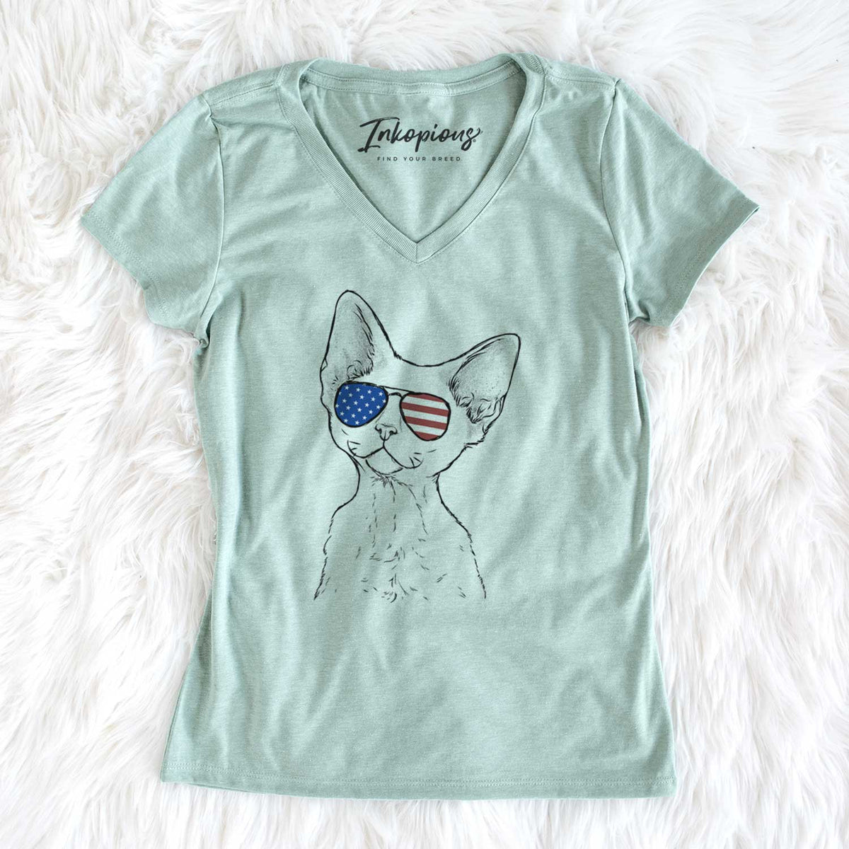 USA Ripley the Devon Rex Cat - Women's Perfect V-neck Shirt