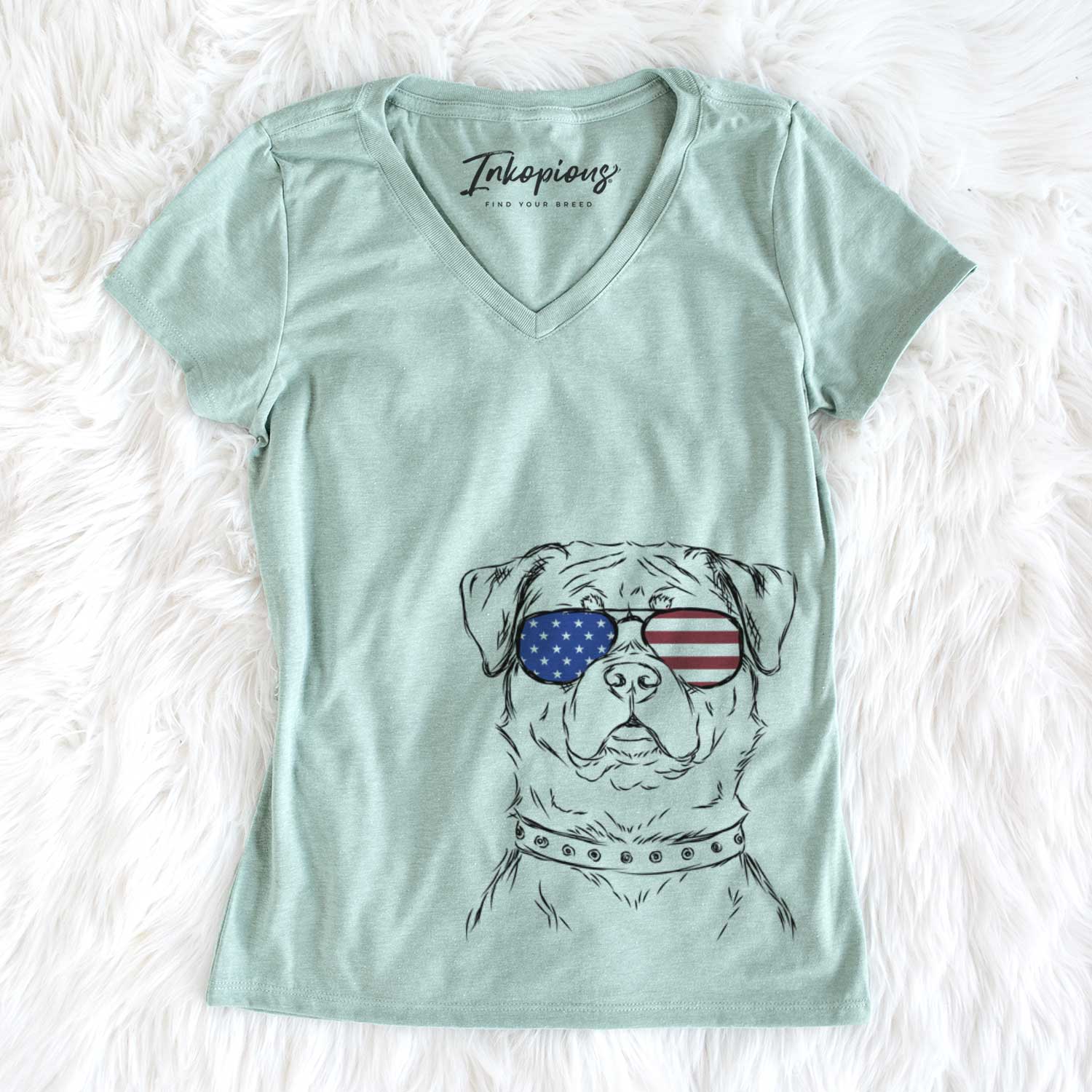 USA Rocky the Rottweiler - Women's Perfect V-neck Shirt