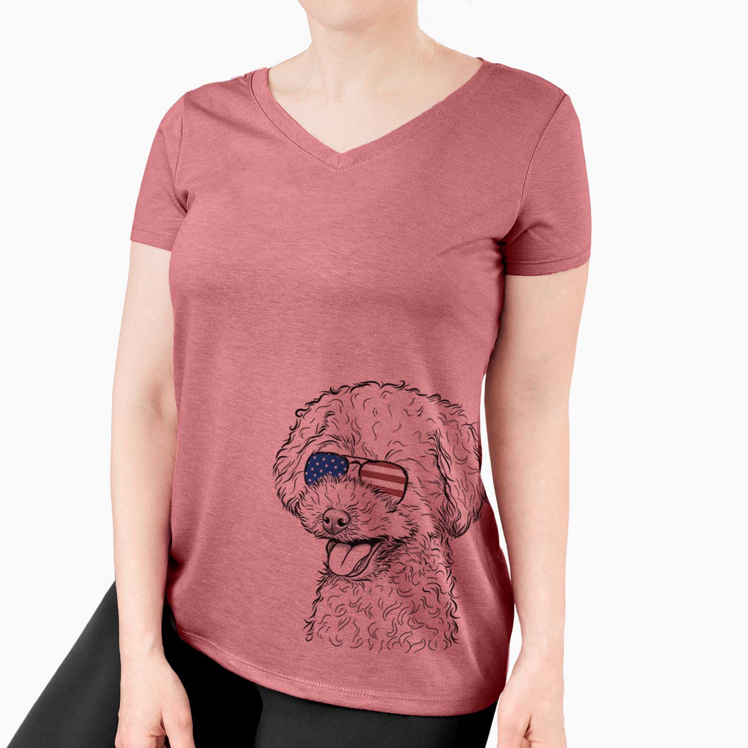 USA Rocky the Teacup Poodle - Women's Perfect V-neck Shirt