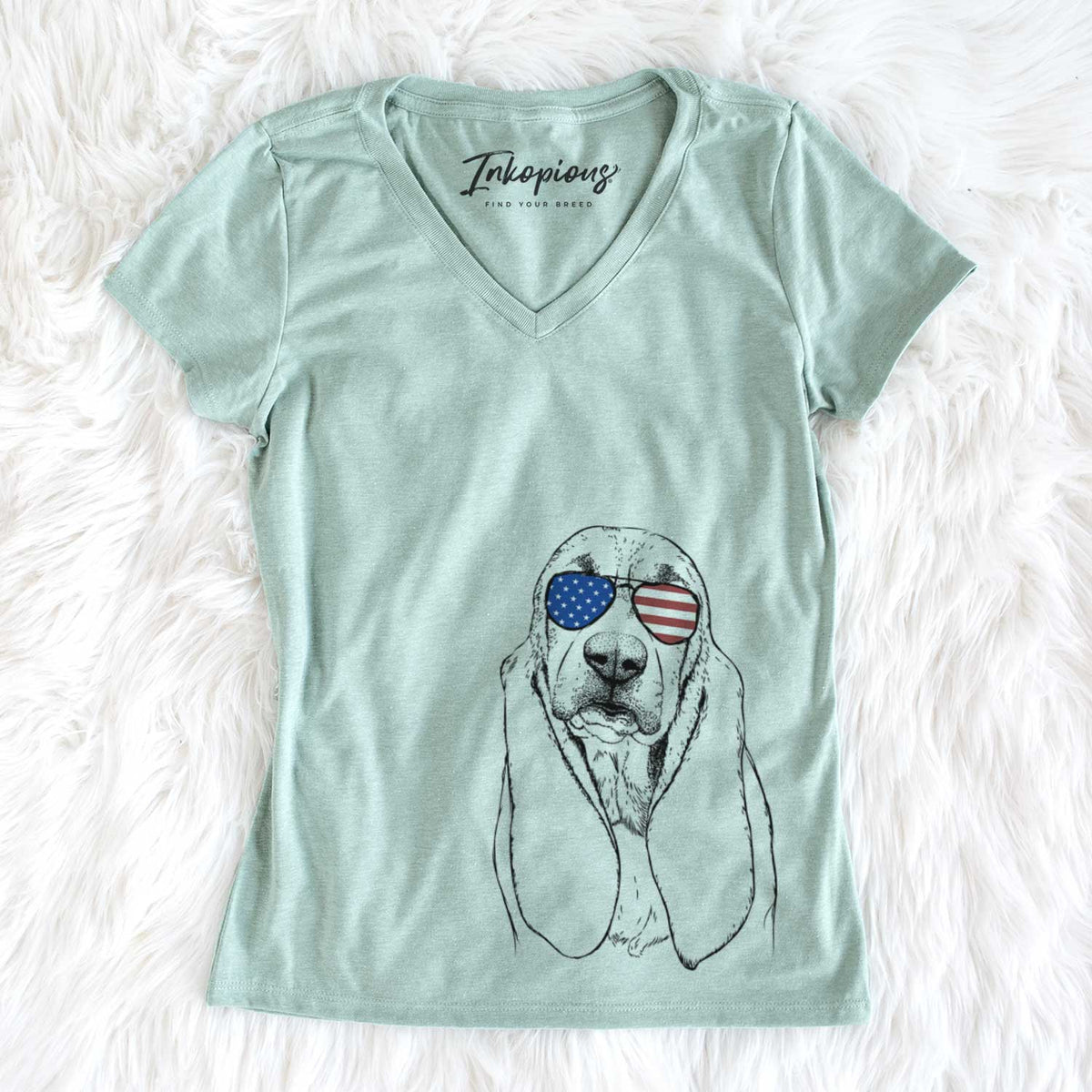 USA Rolo the Basset Hound - Women's Perfect V-neck Shirt