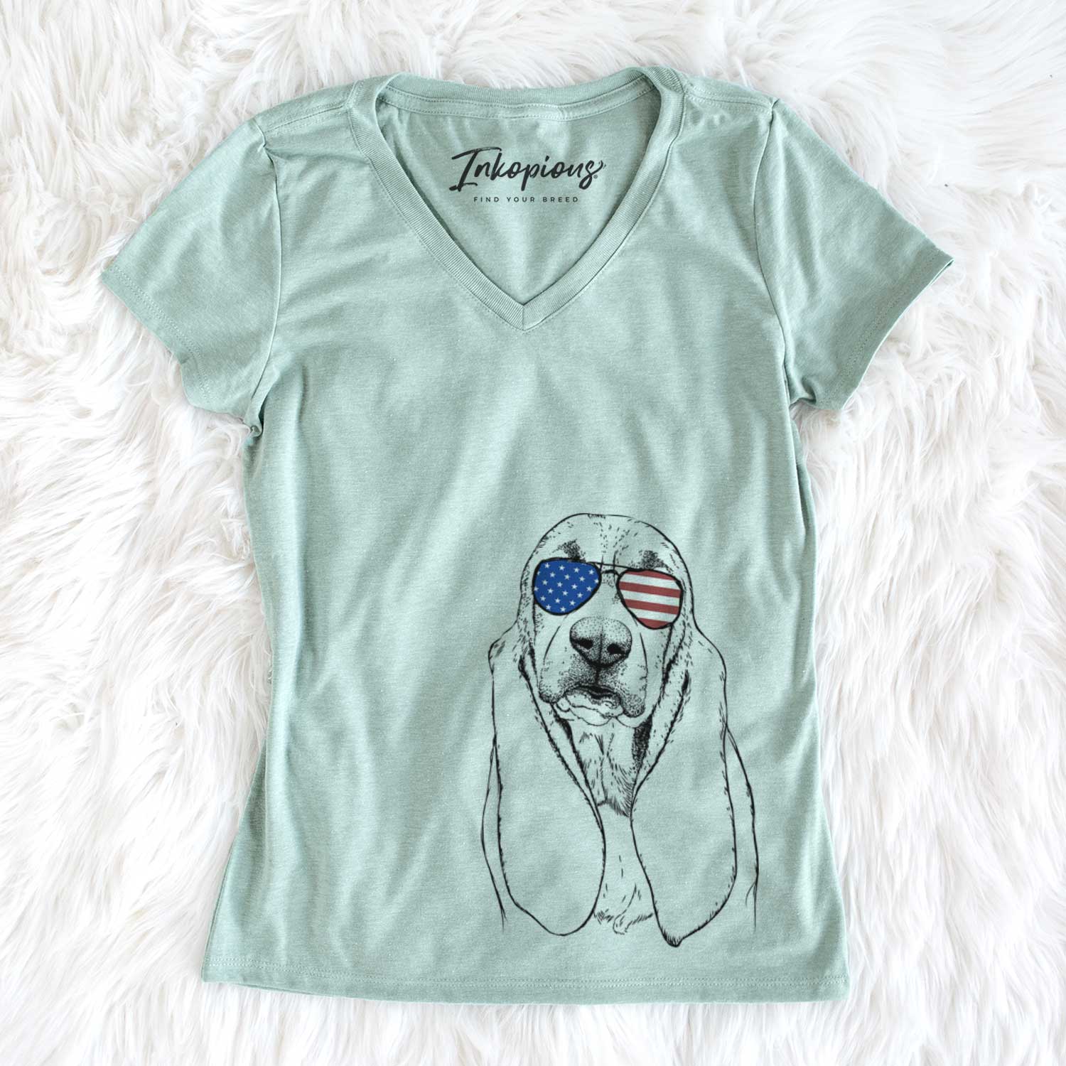 USA Rolo the Basset Hound - Women's Perfect V-neck Shirt
