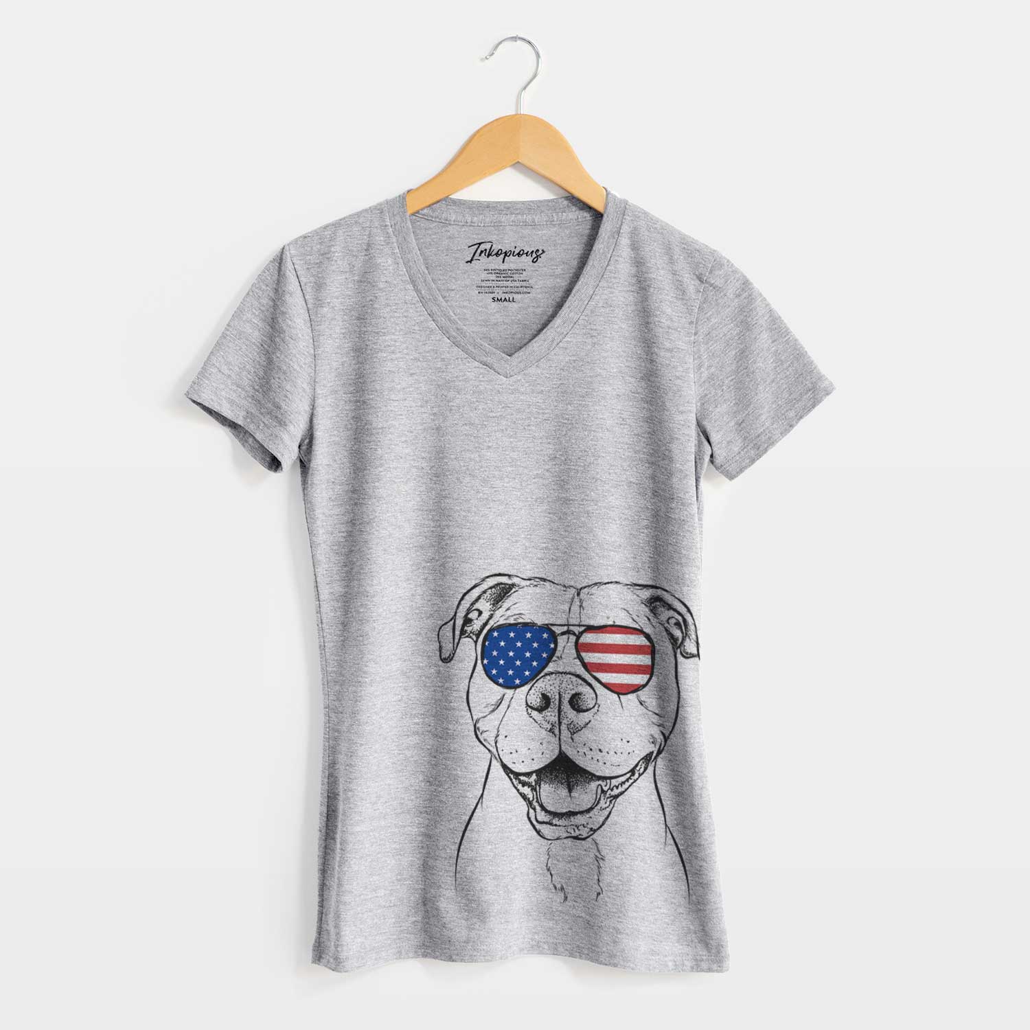 USA Roscoe the Pitbull - Women's Perfect V-neck Shirt