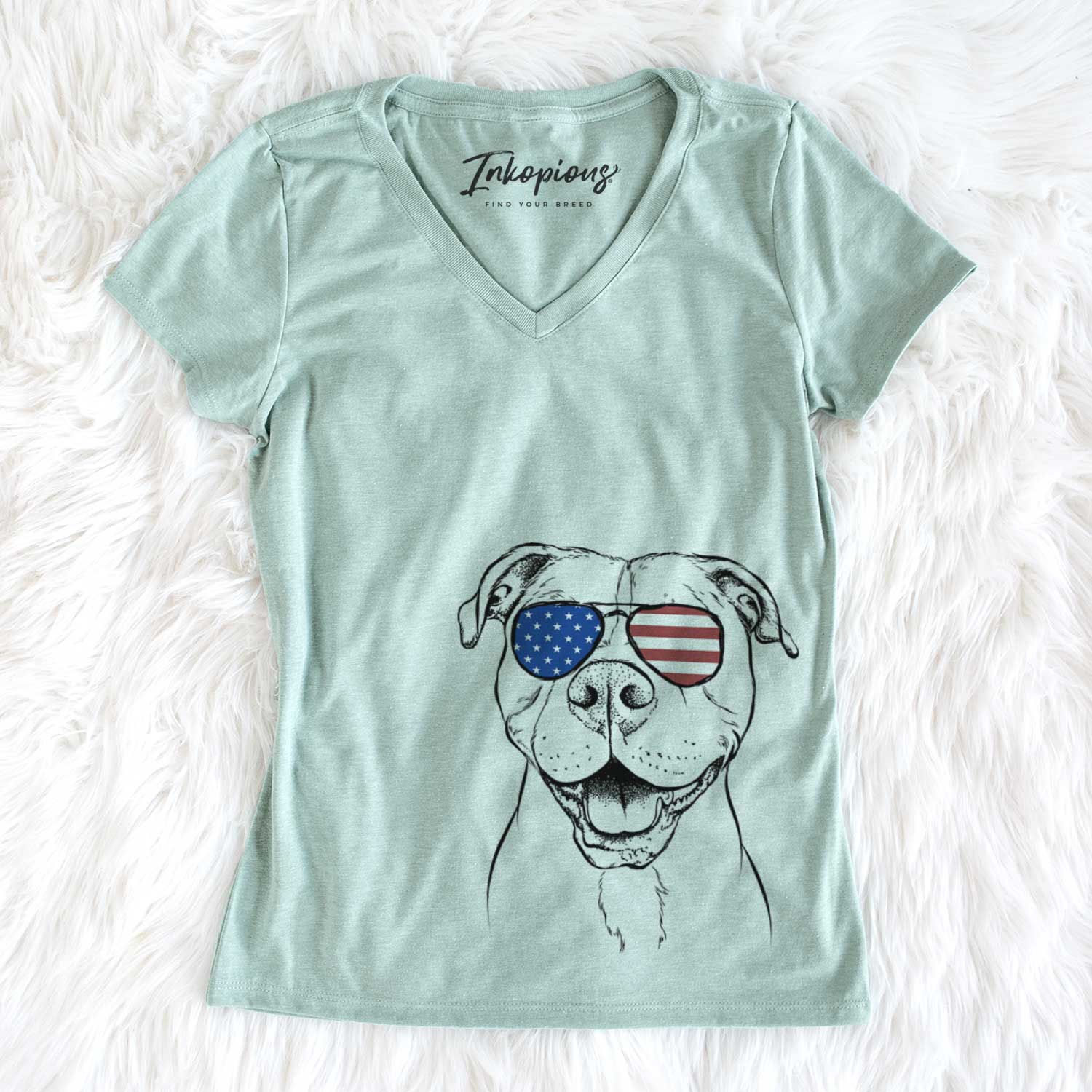 USA Roscoe the Pitbull - Women's Perfect V-neck Shirt